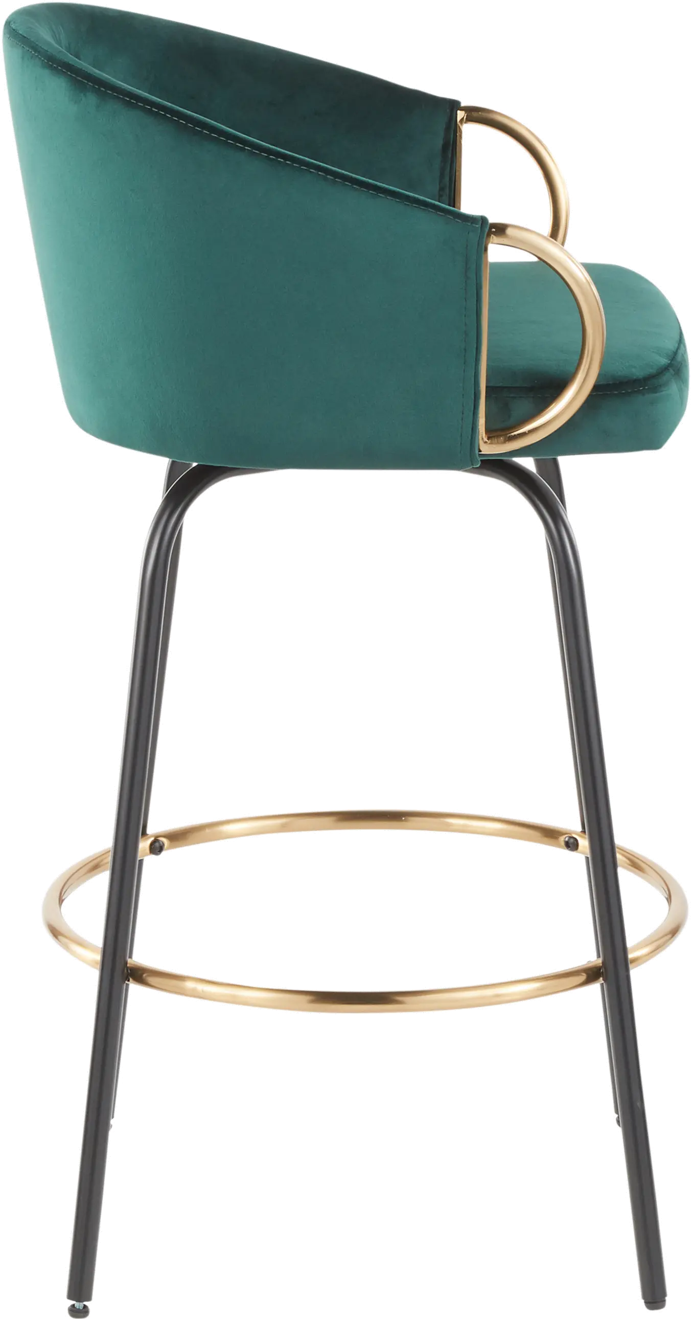 B26-CLAIRE2-SWVG BKVGN2 Claire Glam Gold & Emerald Velvet Barstool Stool, Set of 2-4