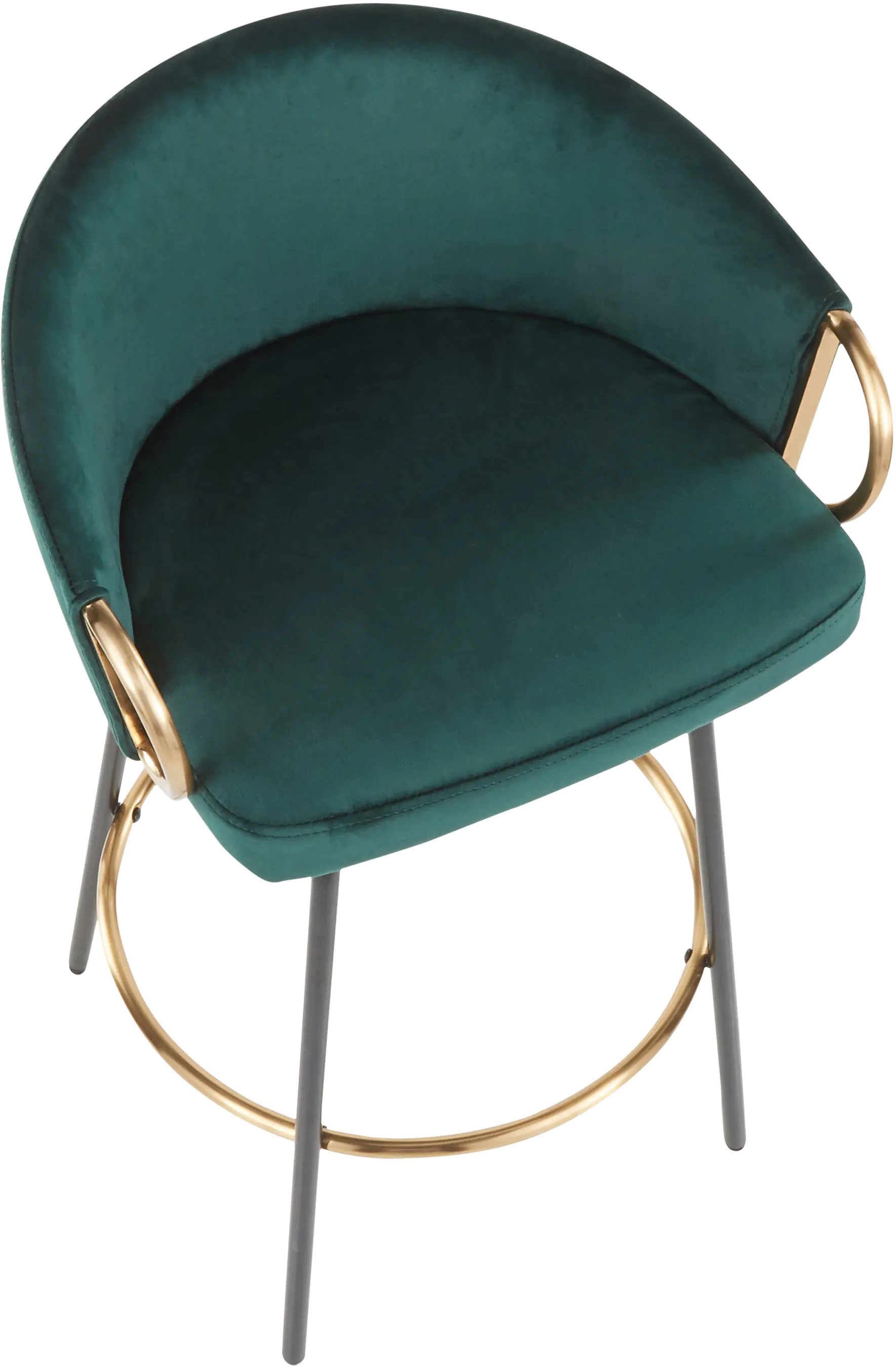 B26-CLAIRE2-SWVG BKVGN2 Claire Glam Gold & Emerald Velvet Barstool Stool, Set of 2-6