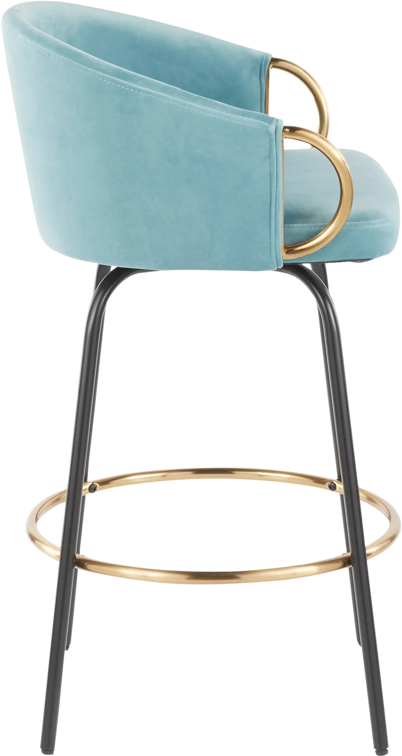 B26-CLAIRE2-SWVG BKVLBU2 Claire Glam Gold & Light Blue Velvet Barstool Stool, Set of 2-4
