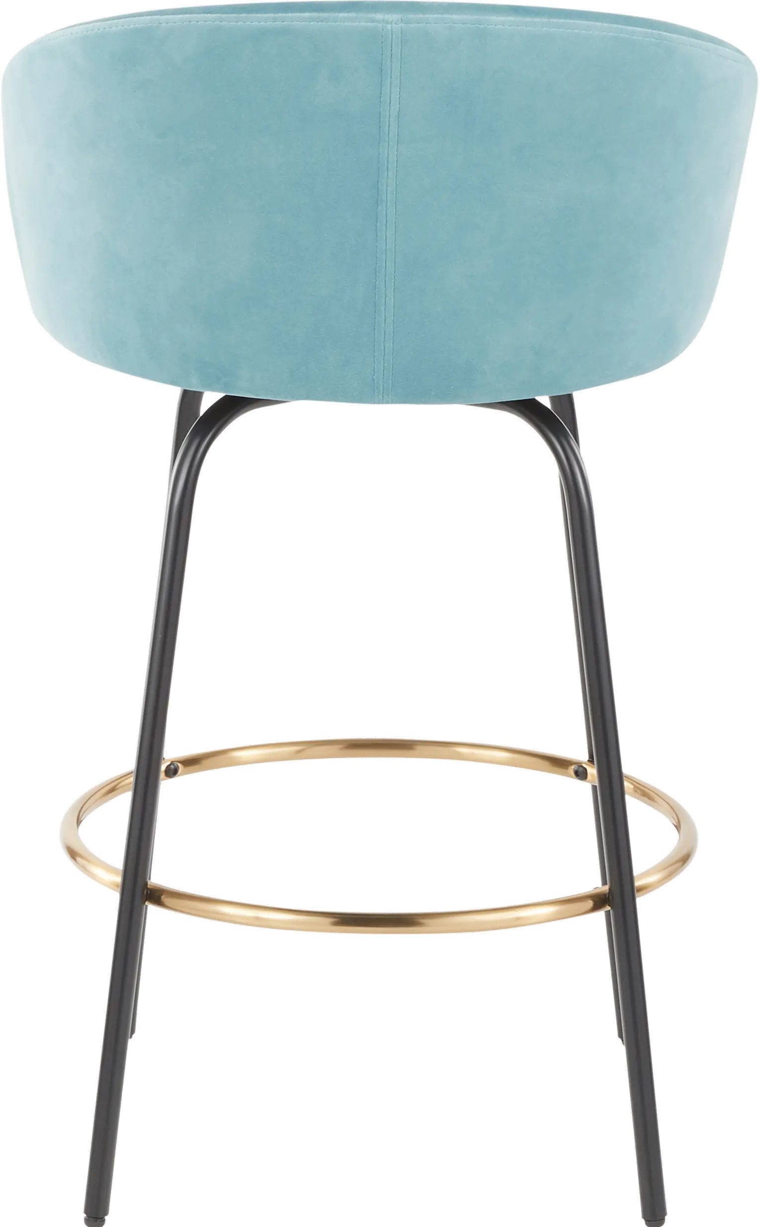 B26-CLAIRE2-SWVG BKVLBU2 Claire Glam Gold & Light Blue Velvet Barstool Stool, Set of 2-5