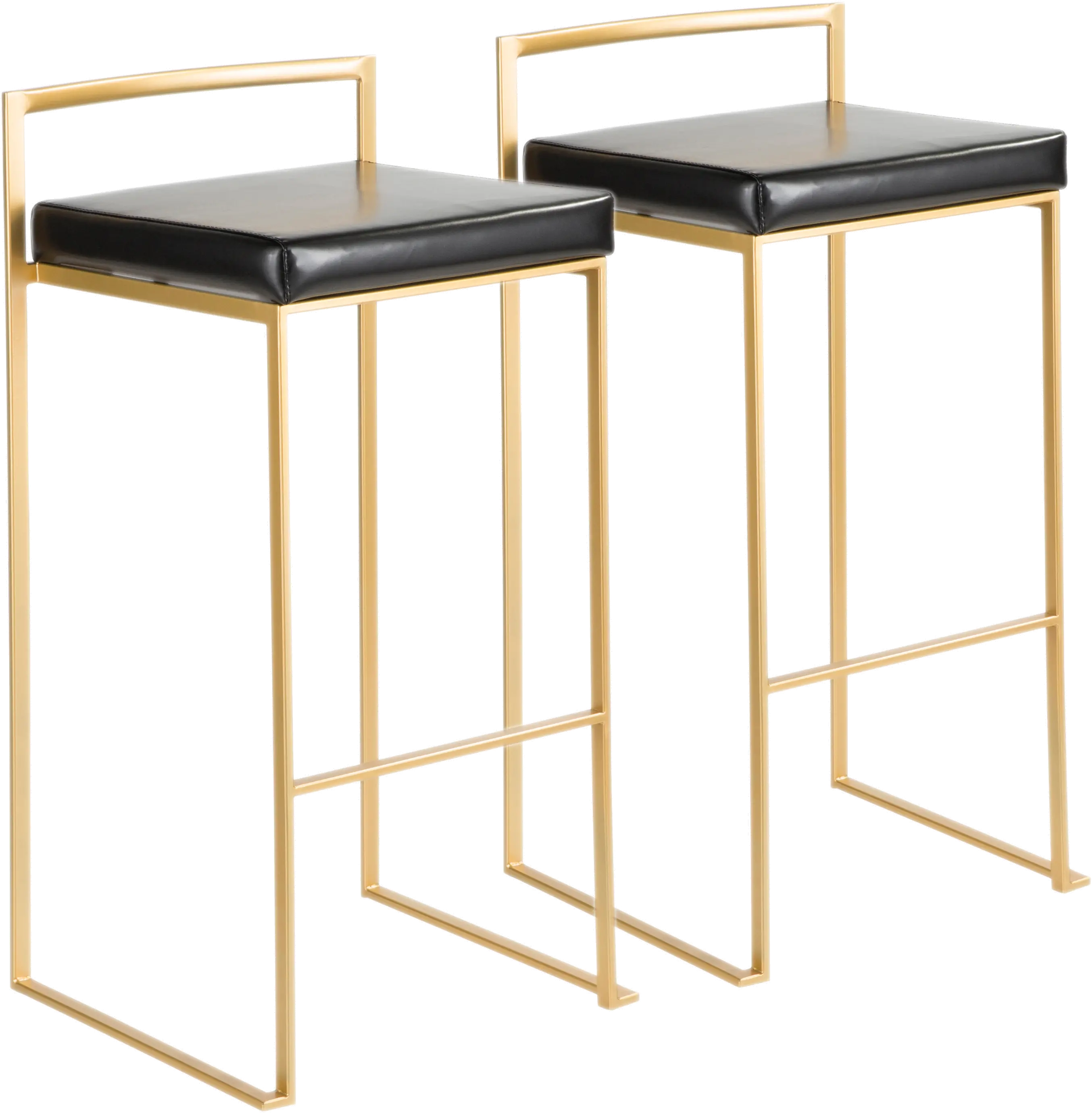 BS-FUJI AU+BK2 Fuji Gold & Black Bar Stool with Low Back, Set of 2-1