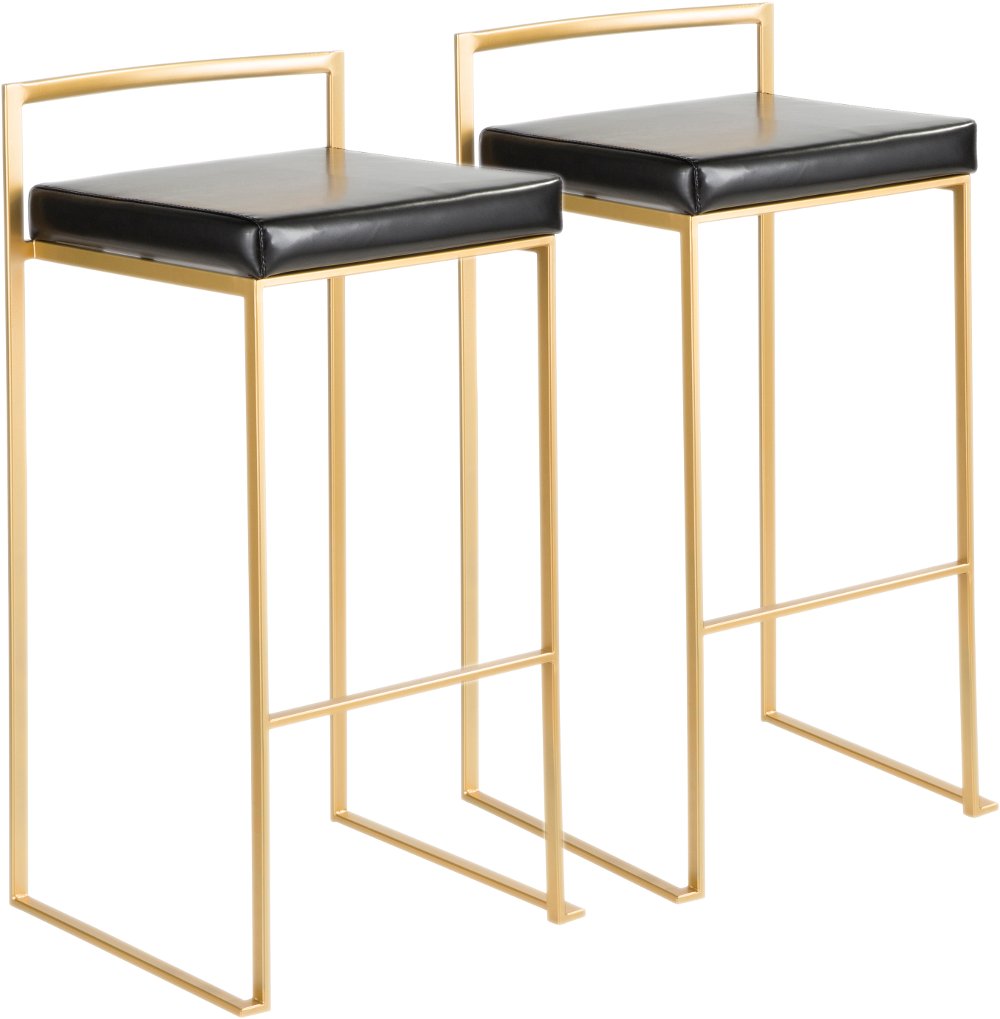 Fuji Gold & Black Bar Stool with Low Back Set of 2