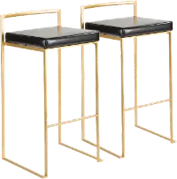 BS-FUJI AU+BK2 Fuji Gold & Black Bar Stool with Low Back, Set of 2