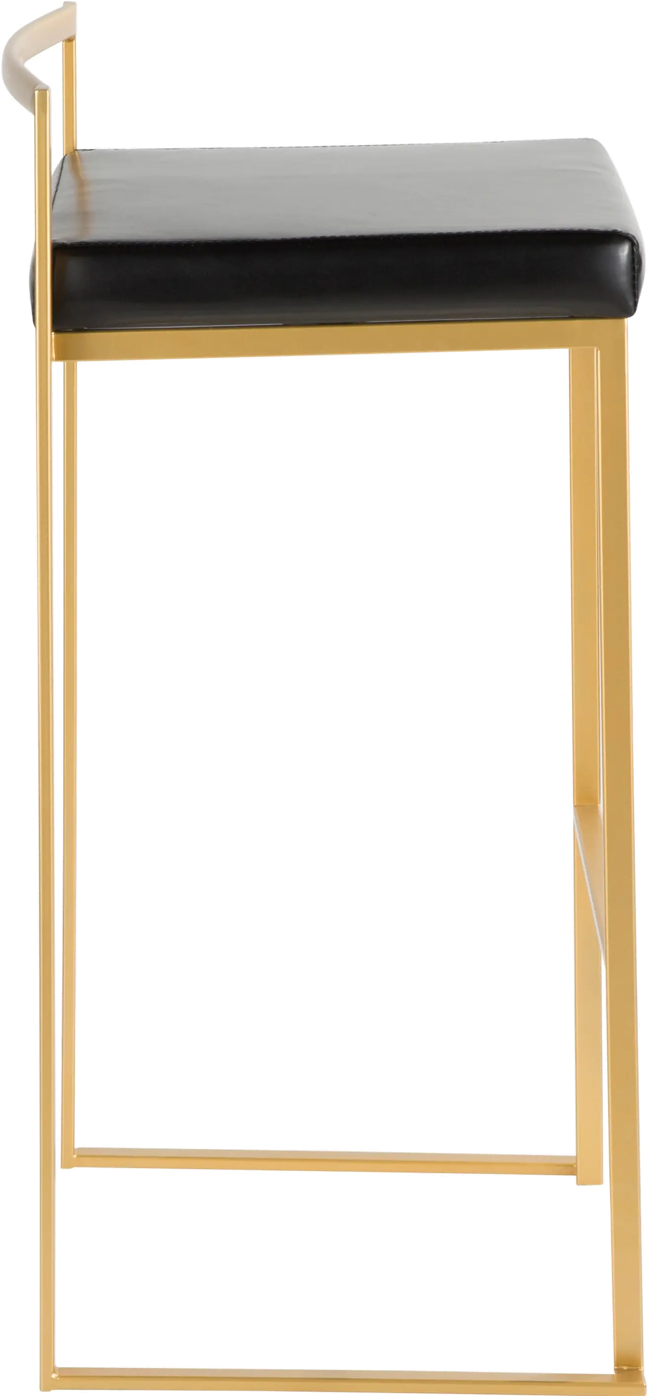 BS-FUJI AU+BK2 Fuji Gold & Black Bar Stool with Low Back, Set of 2-4