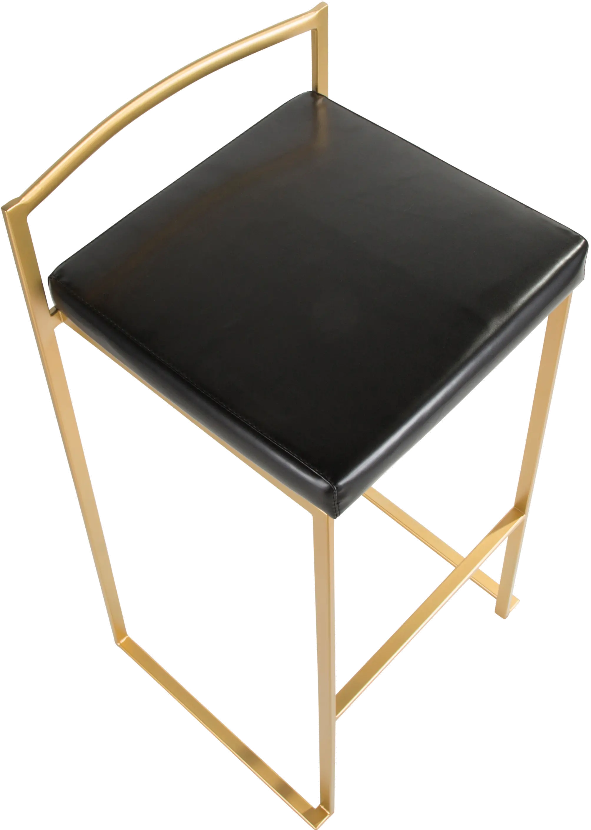 BS-FUJI AU+BK2 Fuji Gold & Black Bar Stool with Low Back, Set of 2-6