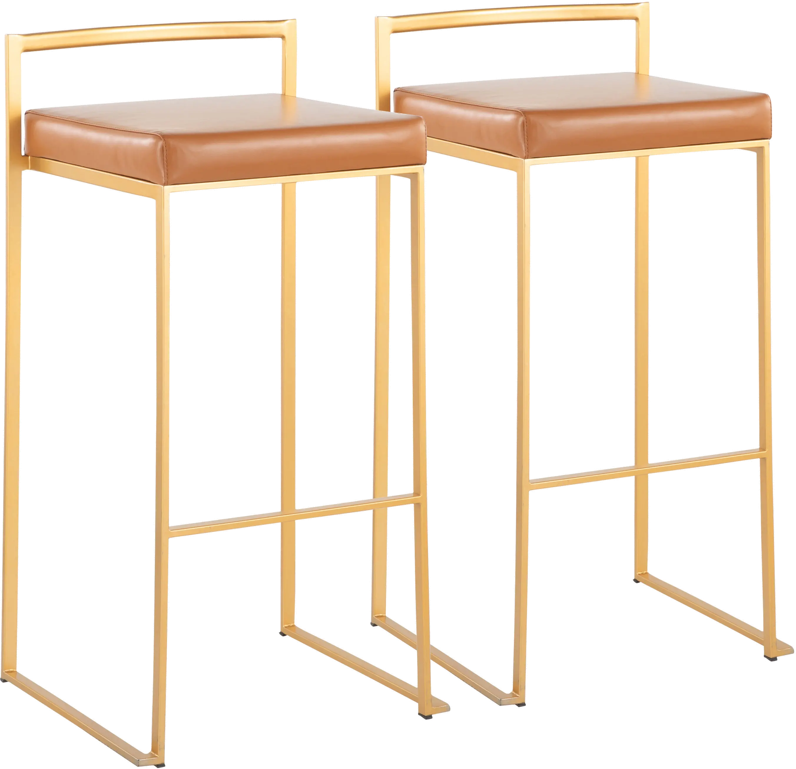 B30-FUJI AUCAM2 Fuji Gold and Camel Bar Stool with Low Back, Set of 2-1