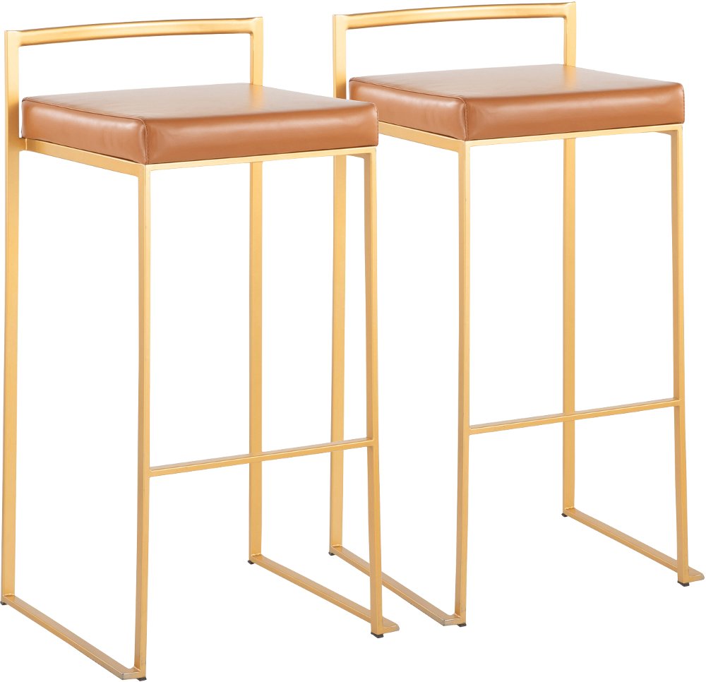 Fuji Gold and Camel Bar Stool with Low Back Set of 2