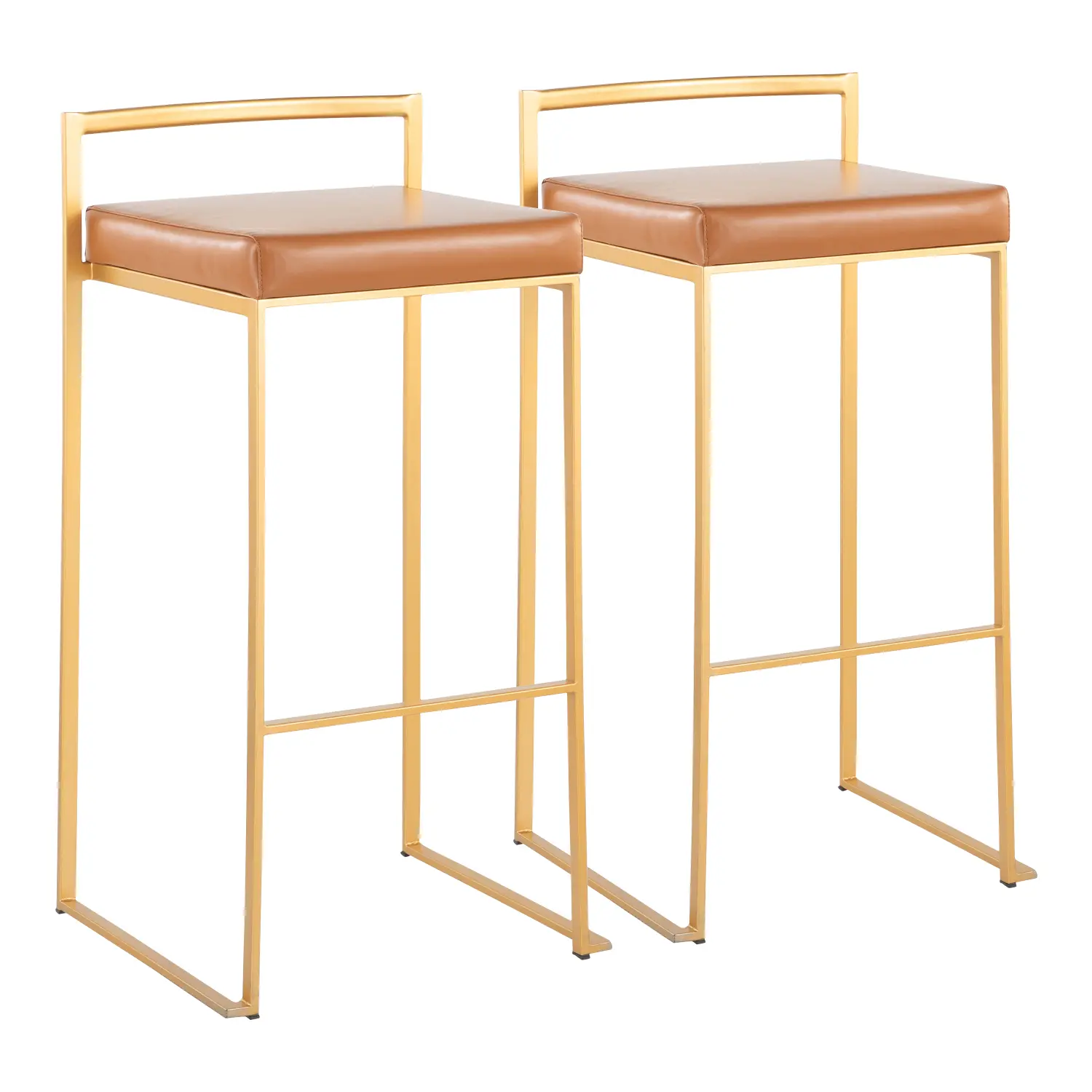 B30-FUJI AUCAM2 Fuji Gold and Camel Bar Stool with Low Back, Set of 2-1