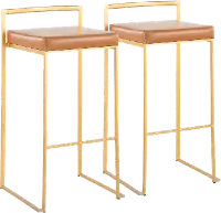B30-FUJI AUCAM2 Fuji Gold and Camel Bar Stool with Low Back, Set of 2