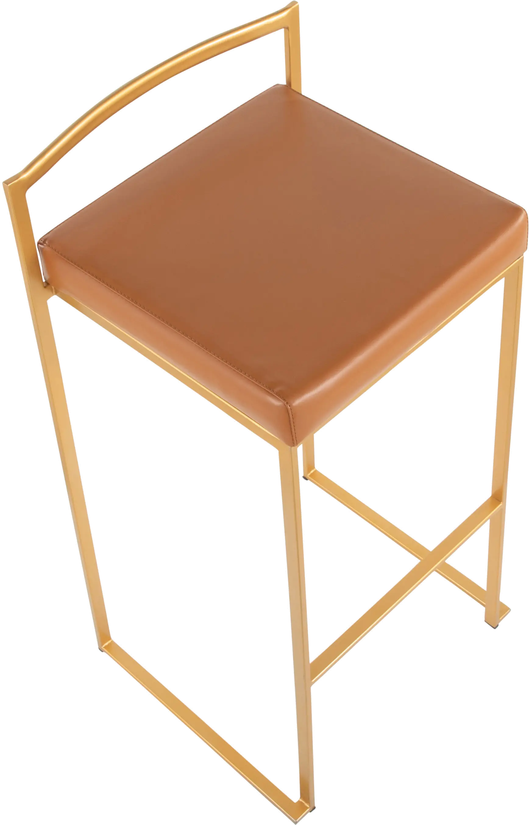 B30-FUJI AUCAM2 Fuji Gold and Camel Bar Stool with Low Back, Set of 2-6