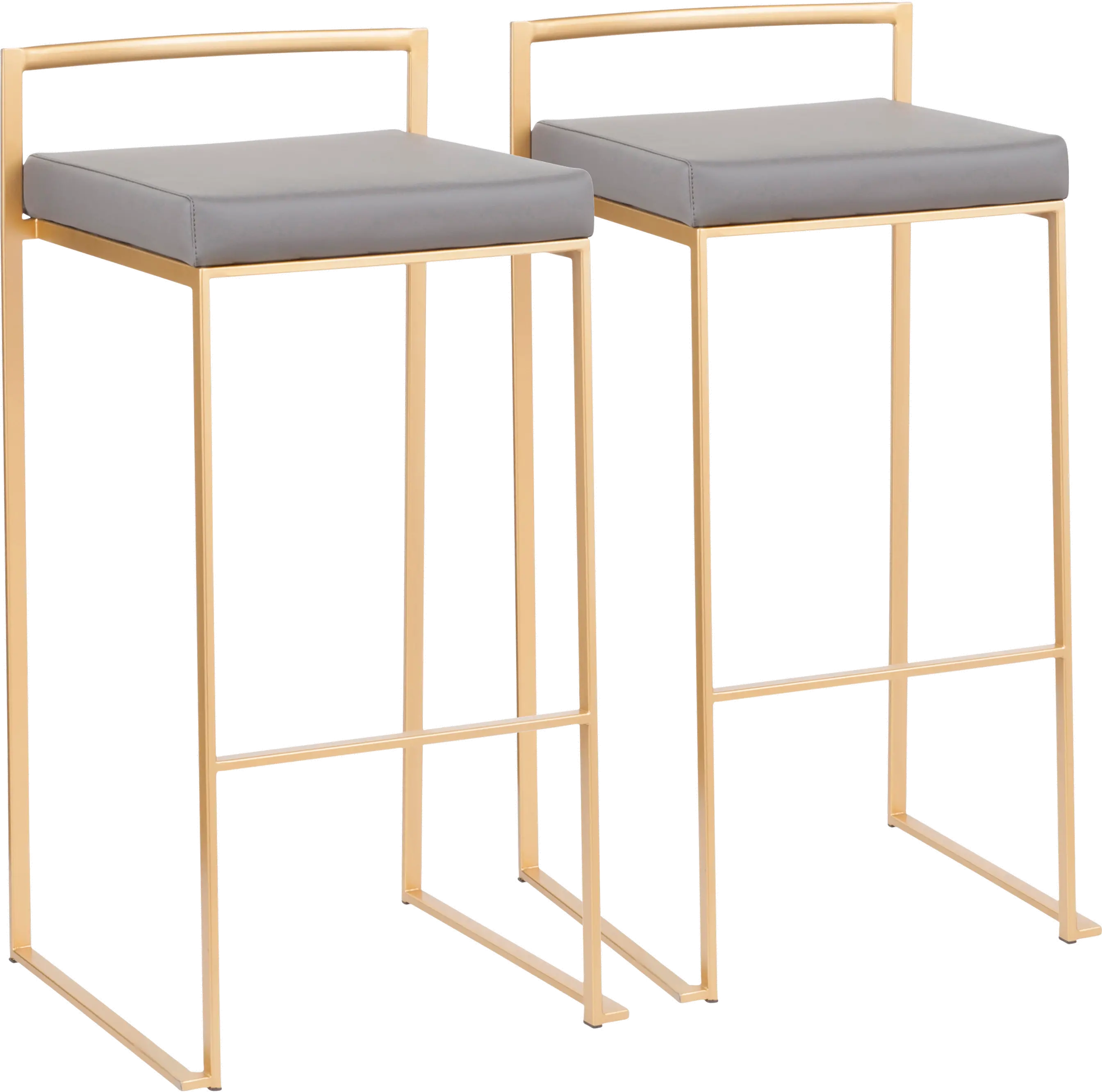 B30-FUJI AUGY2 Fuji Gold and Gray Bar Stool with Low Back, Set of 2-1