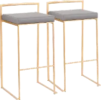 B30-FUJI AUGY2 Fuji Gold and Gray Bar Stool with Low Back, Set of 2