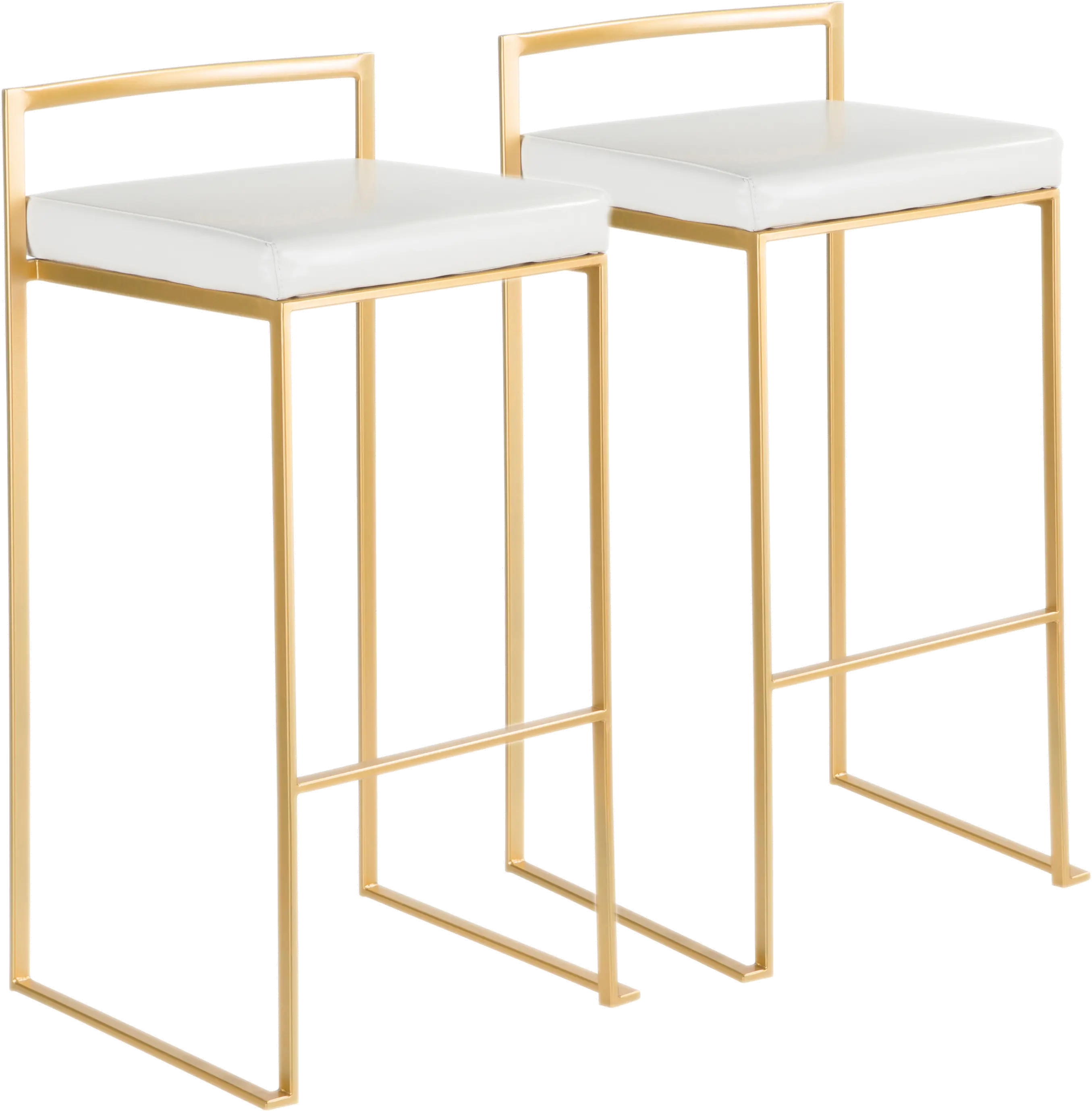 BS-FUJI AU+W2 Fuji Gold and White Bar Stool with Low Back, Set of 2-1