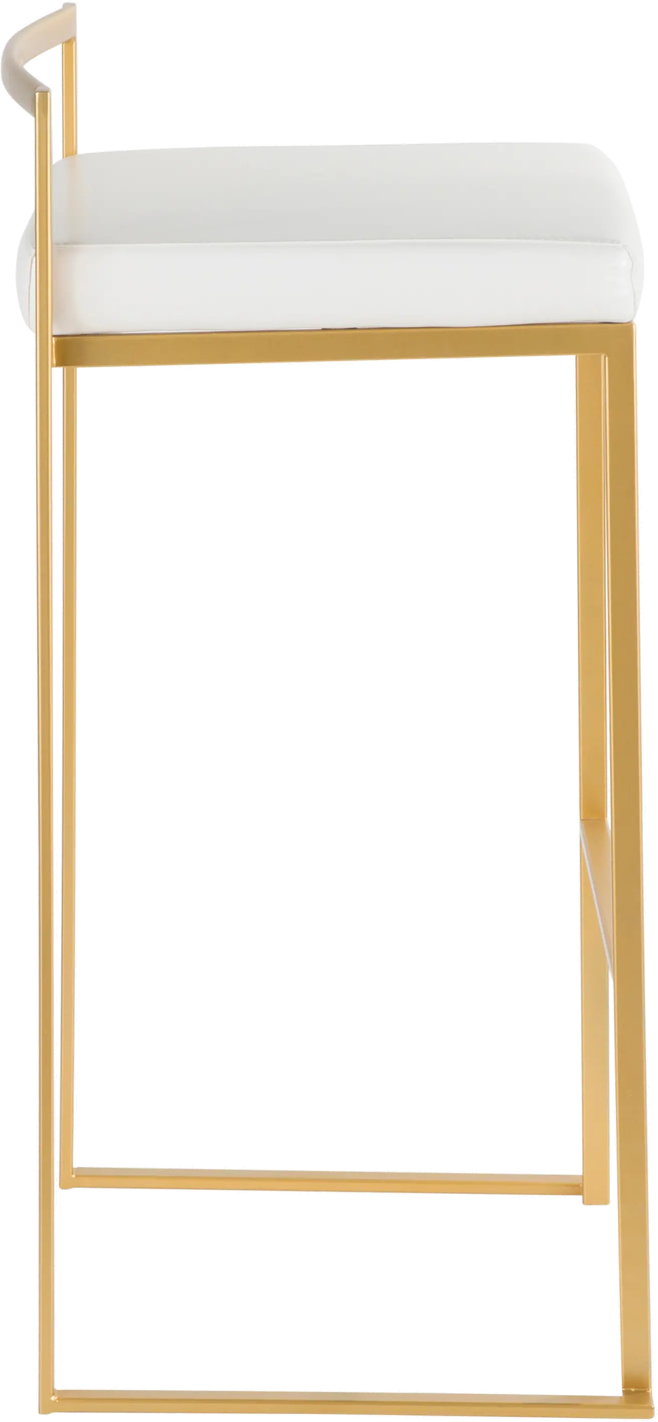 BS-FUJI AU+W2 Fuji Gold and White Bar Stool with Low Back, Set of 2-4
