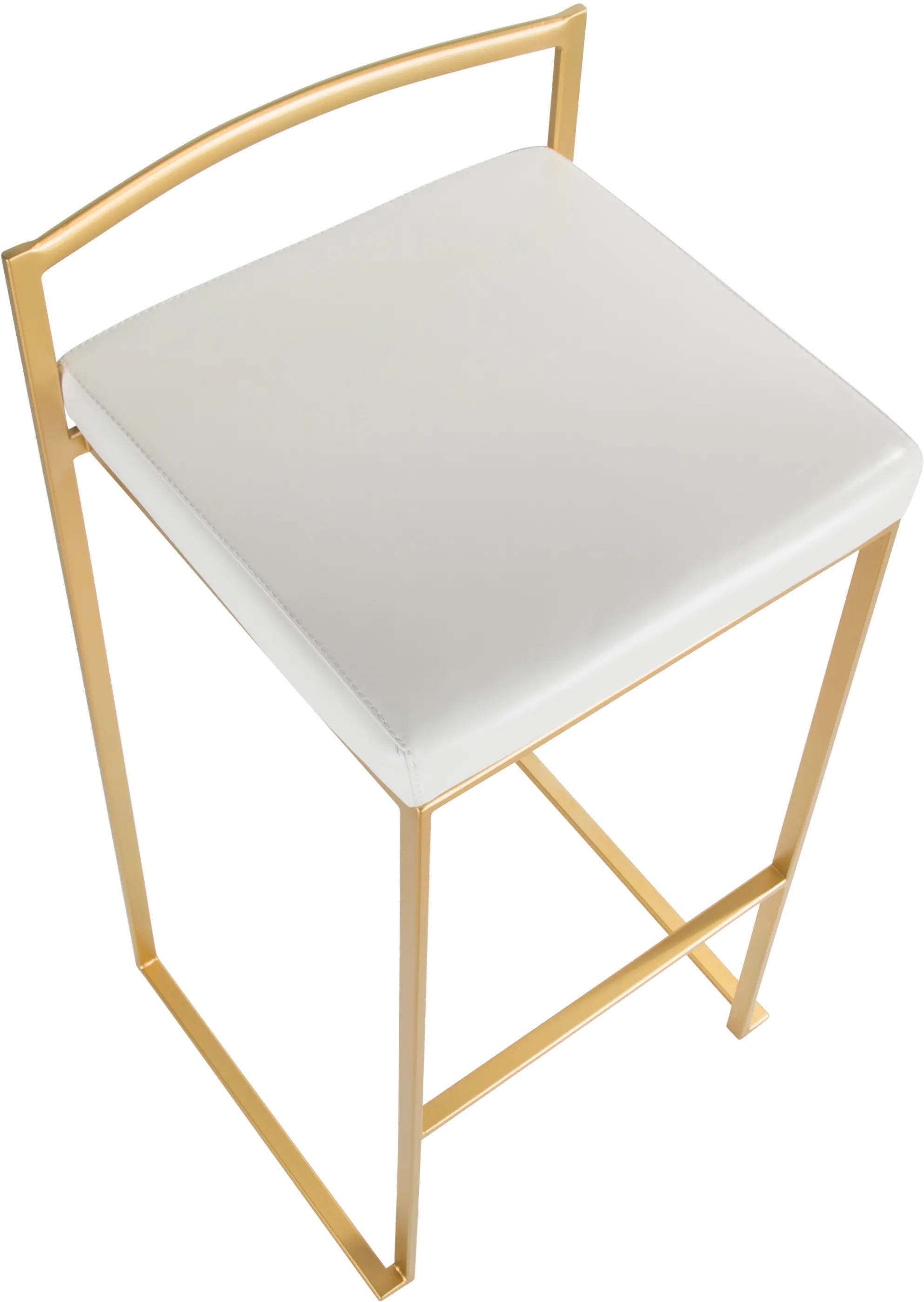 BS-FUJI AU+W2 Fuji Gold and White Bar Stool with Low Back, Set of 2-6