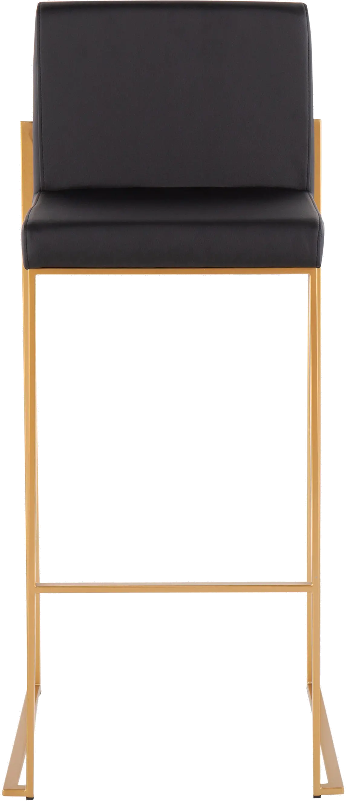 B30-FUJIHB AUBK2 Fuji High Back Gold & Black Faux Leather Barstools, Set of 2-3