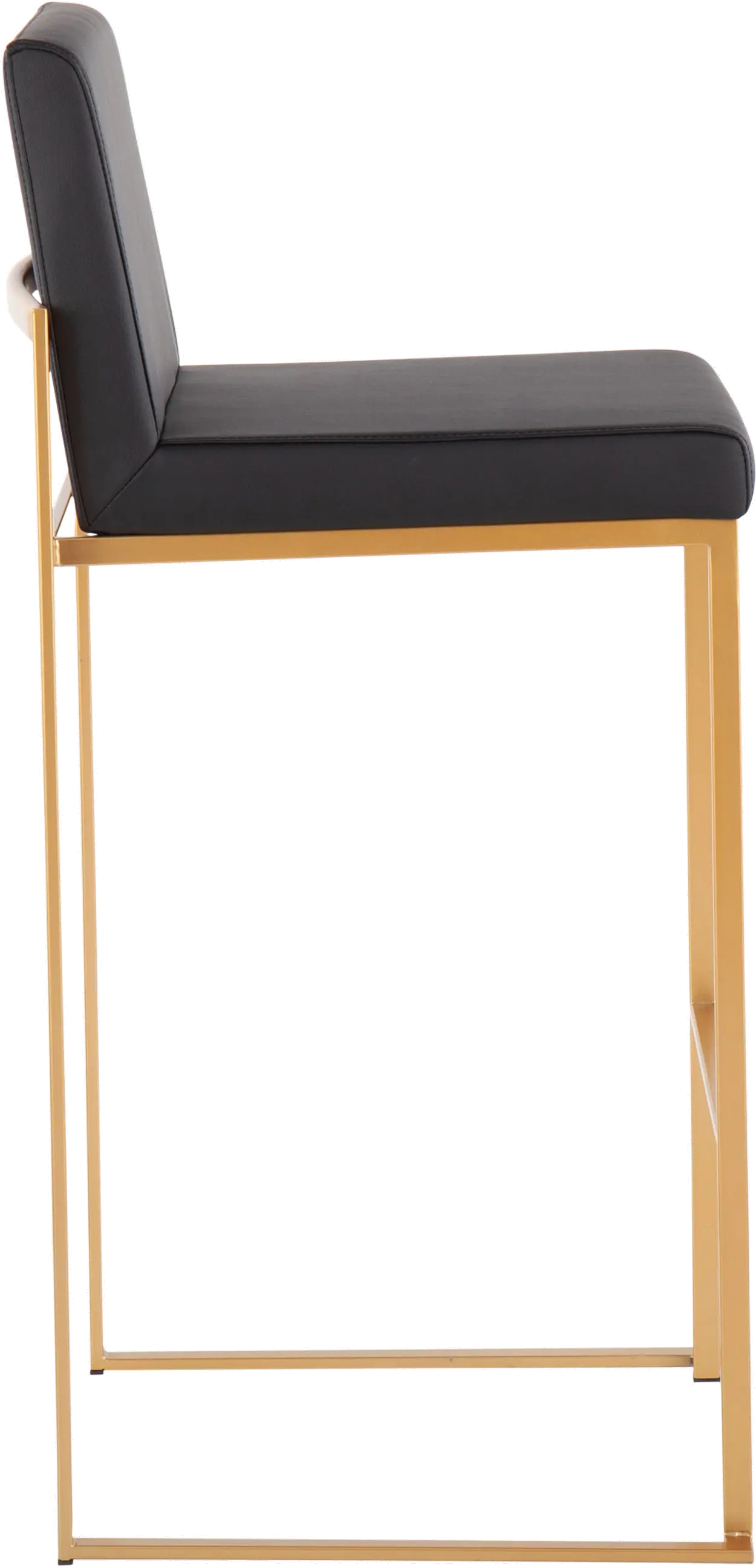 B30-FUJIHB AUBK2 Fuji High Back Gold & Black Faux Leather Barstools, Set of 2-4