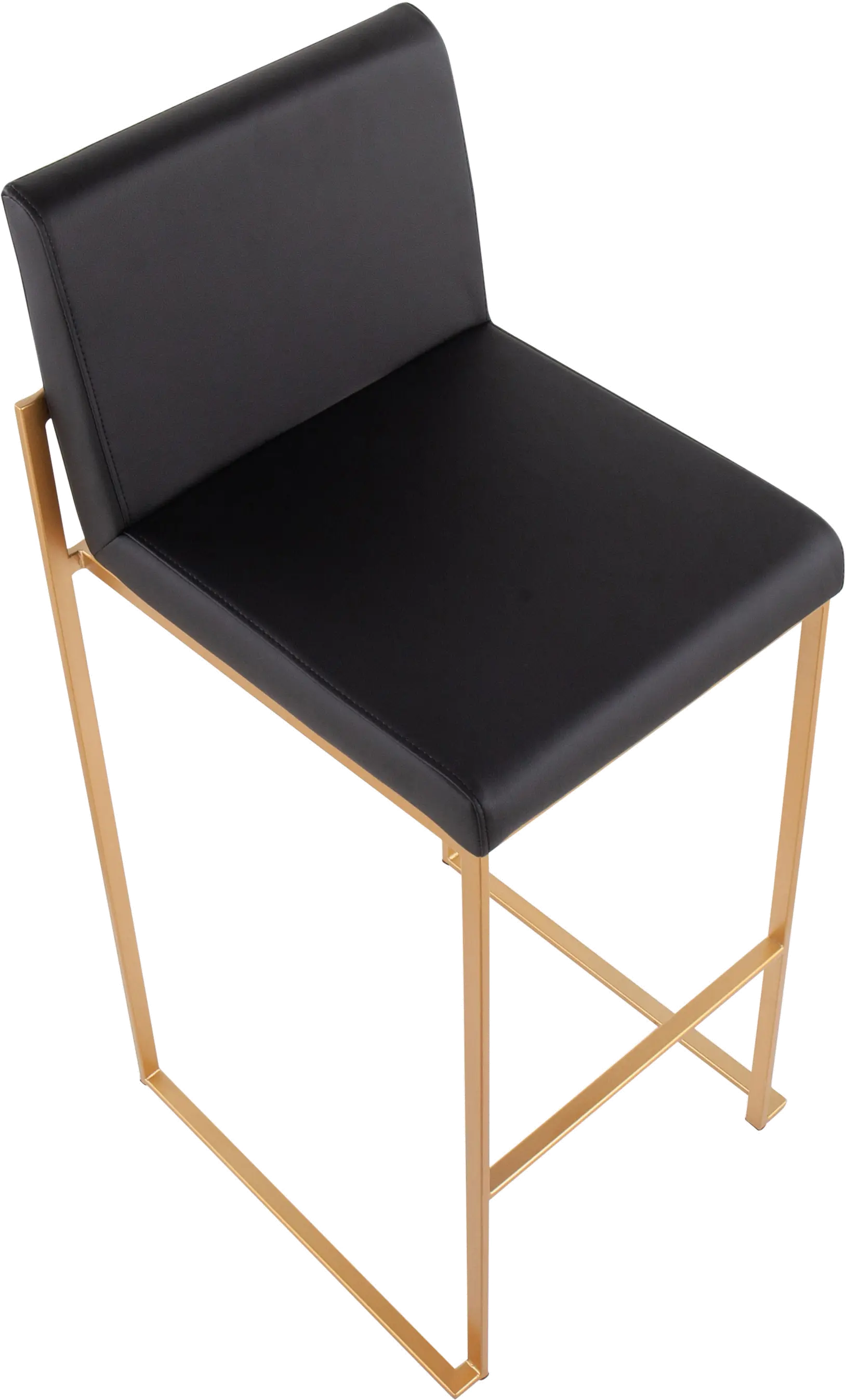 B30-FUJIHB AUBK2 Fuji High Back Gold & Black Faux Leather Barstools, Set of 2-6