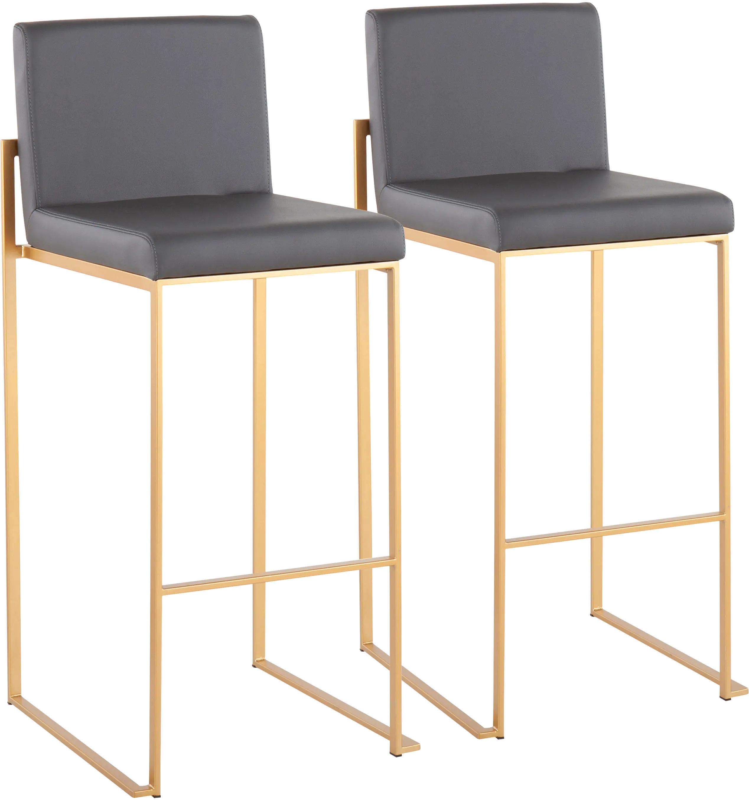 B30-FUJIHB AUGY2 Fuji High Back Gold & Gray Faux Leather Barstools, Set of 2-1