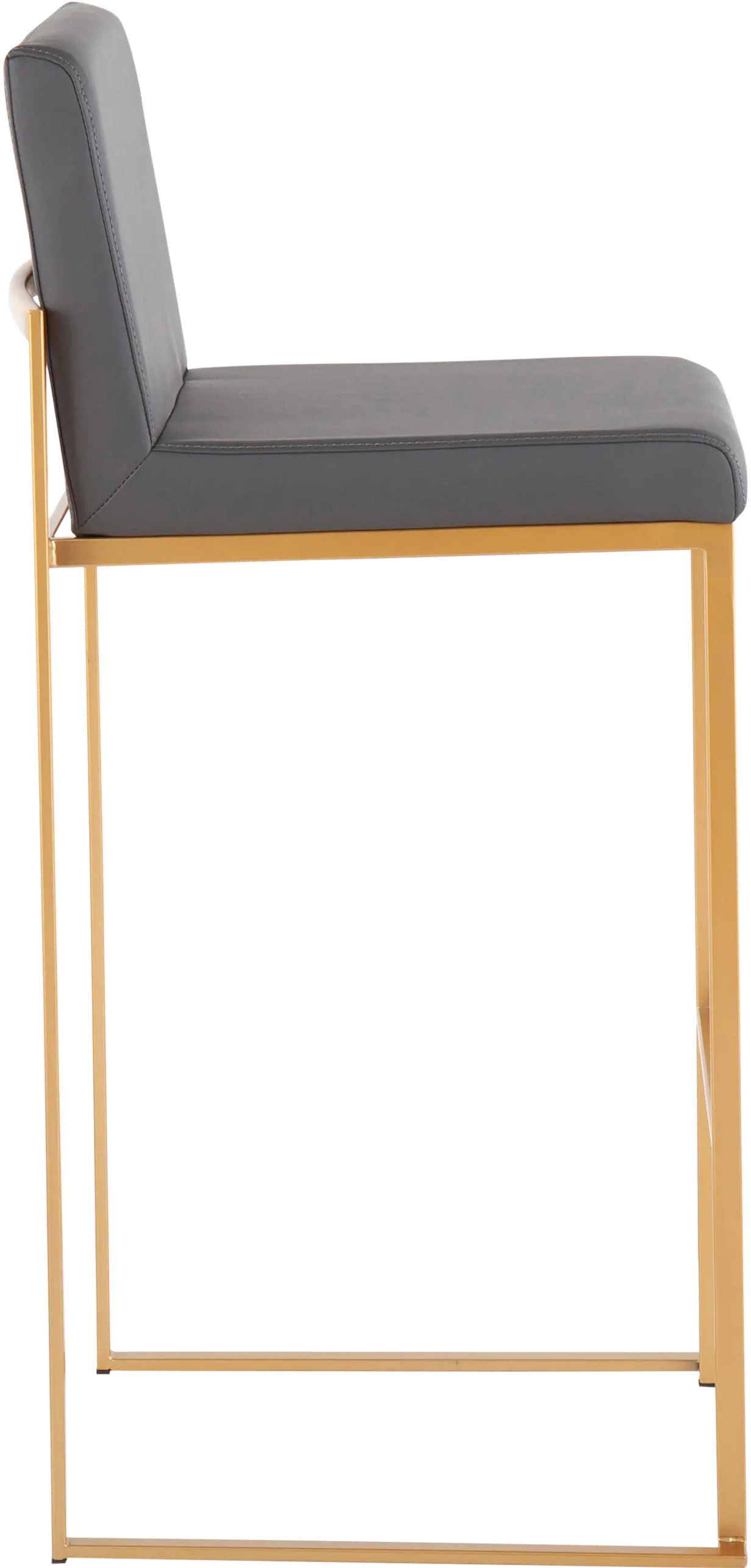 B30-FUJIHB AUGY2 Fuji High Back Gold & Gray Faux Leather Barstools, Set of 2-4