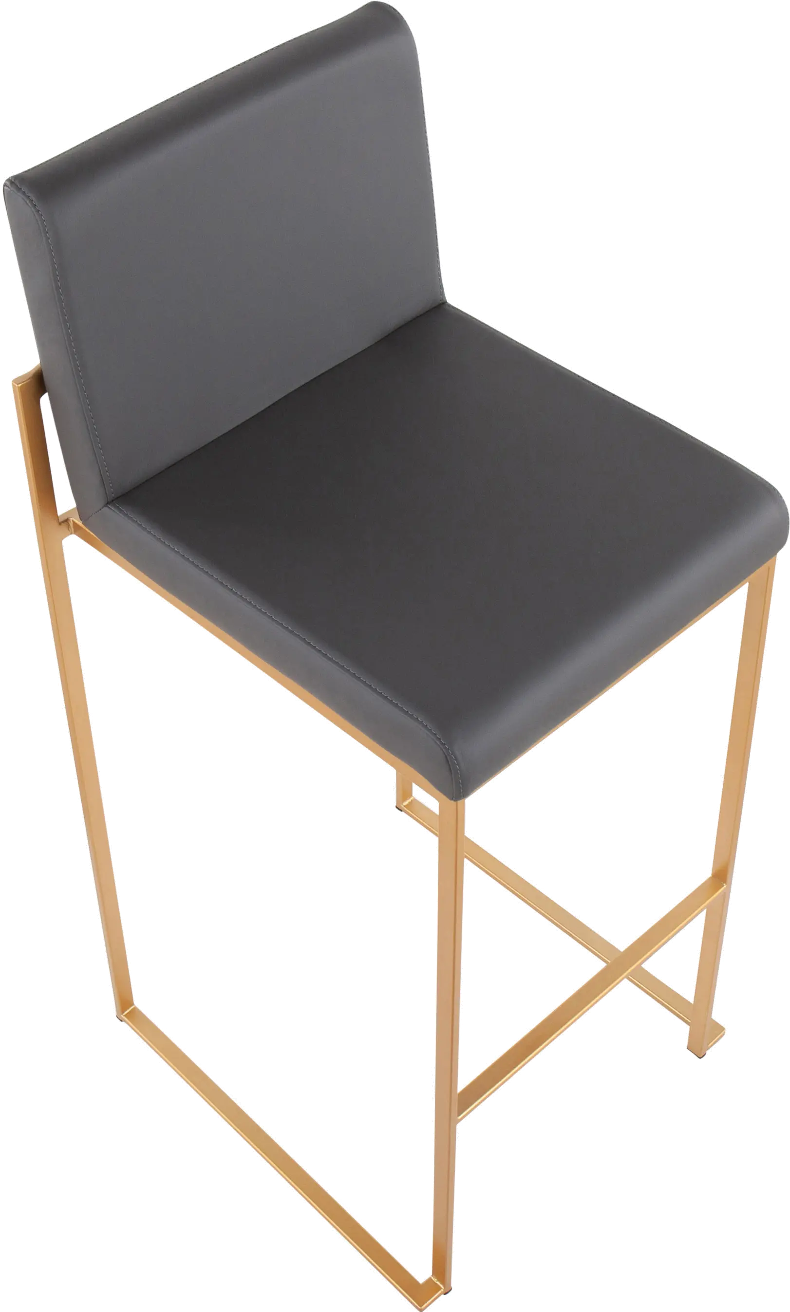 B30-FUJIHB AUGY2 Fuji High Back Gold & Gray Faux Leather Barstools, Set of 2-6