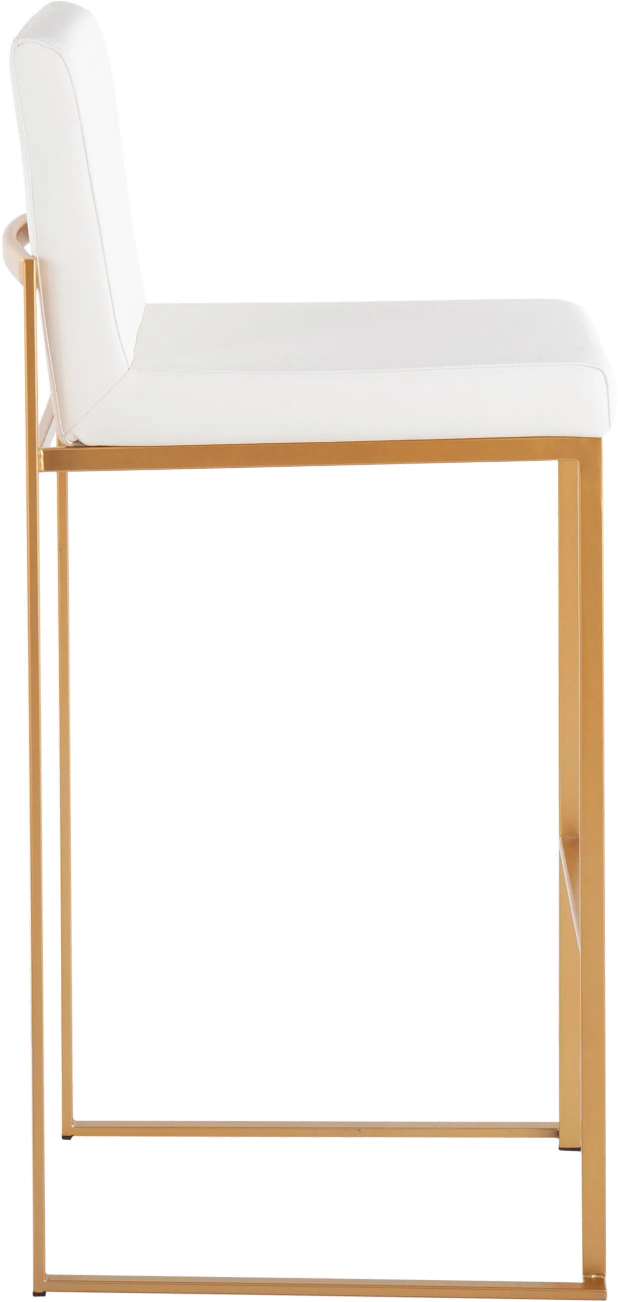 B30-FUJIHB AUW2 Fuji High Back Gold & White Faux Leather Barstools, Set of 2-4