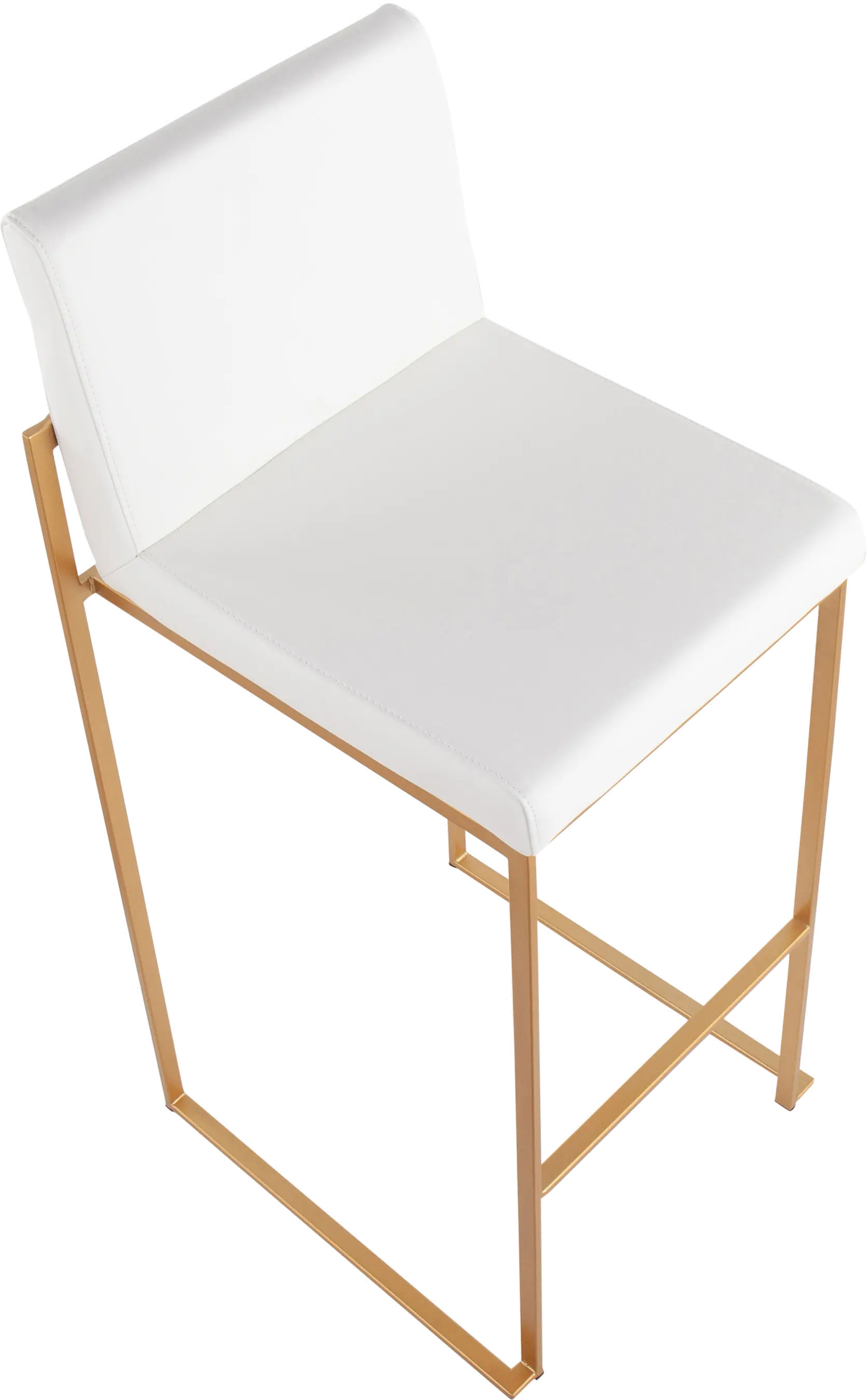 B30-FUJIHB AUW2 Fuji High Back Gold & White Faux Leather Barstools, Set of 2-6