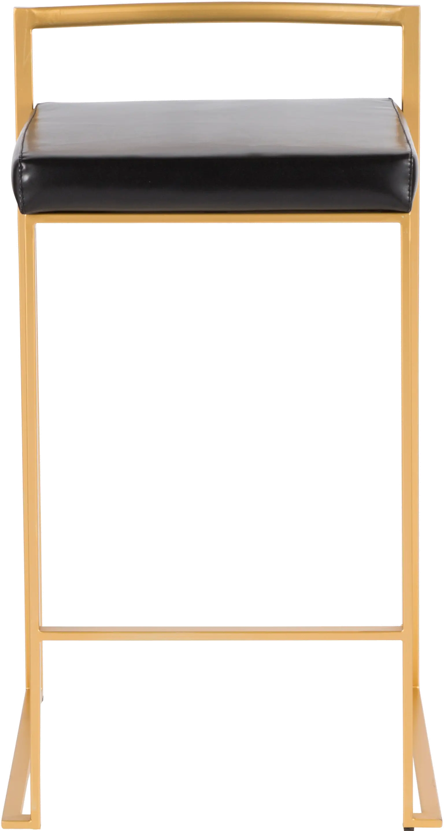 B26-FUJI AU+BK2 Fuji Low Back Gold & Black Faux Leather Counter Stools, Set of 2-3