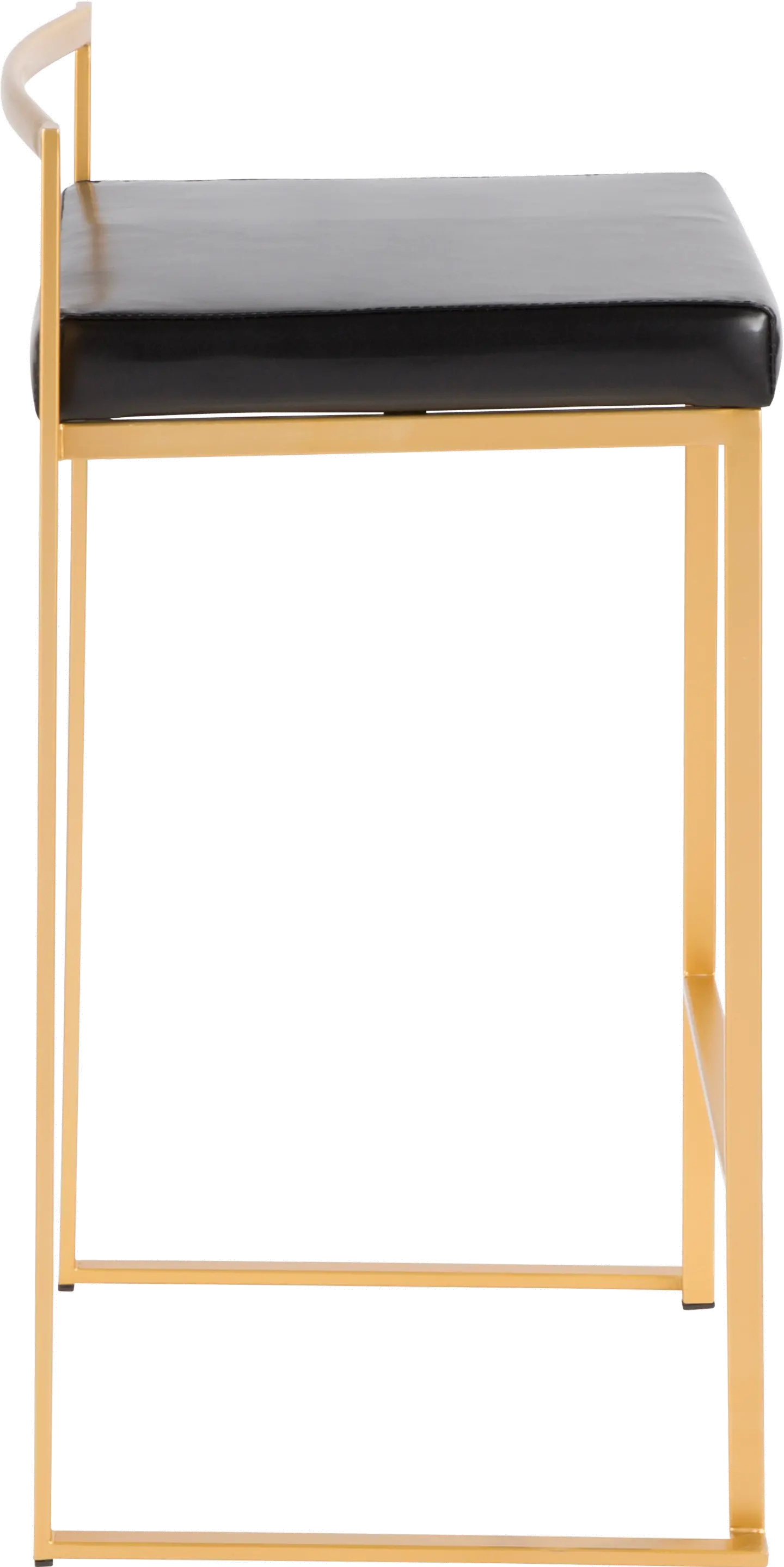 B26-FUJI AU+BK2 Fuji Low Back Gold & Black Faux Leather Counter Stools, Set of 2-4