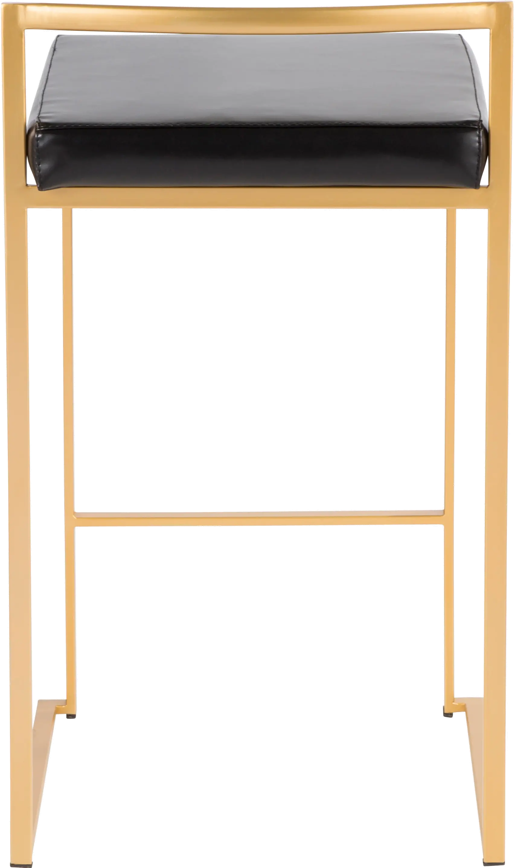 B26-FUJI AU+BK2 Fuji Low Back Gold & Black Faux Leather Counter Stools, Set of 2-5