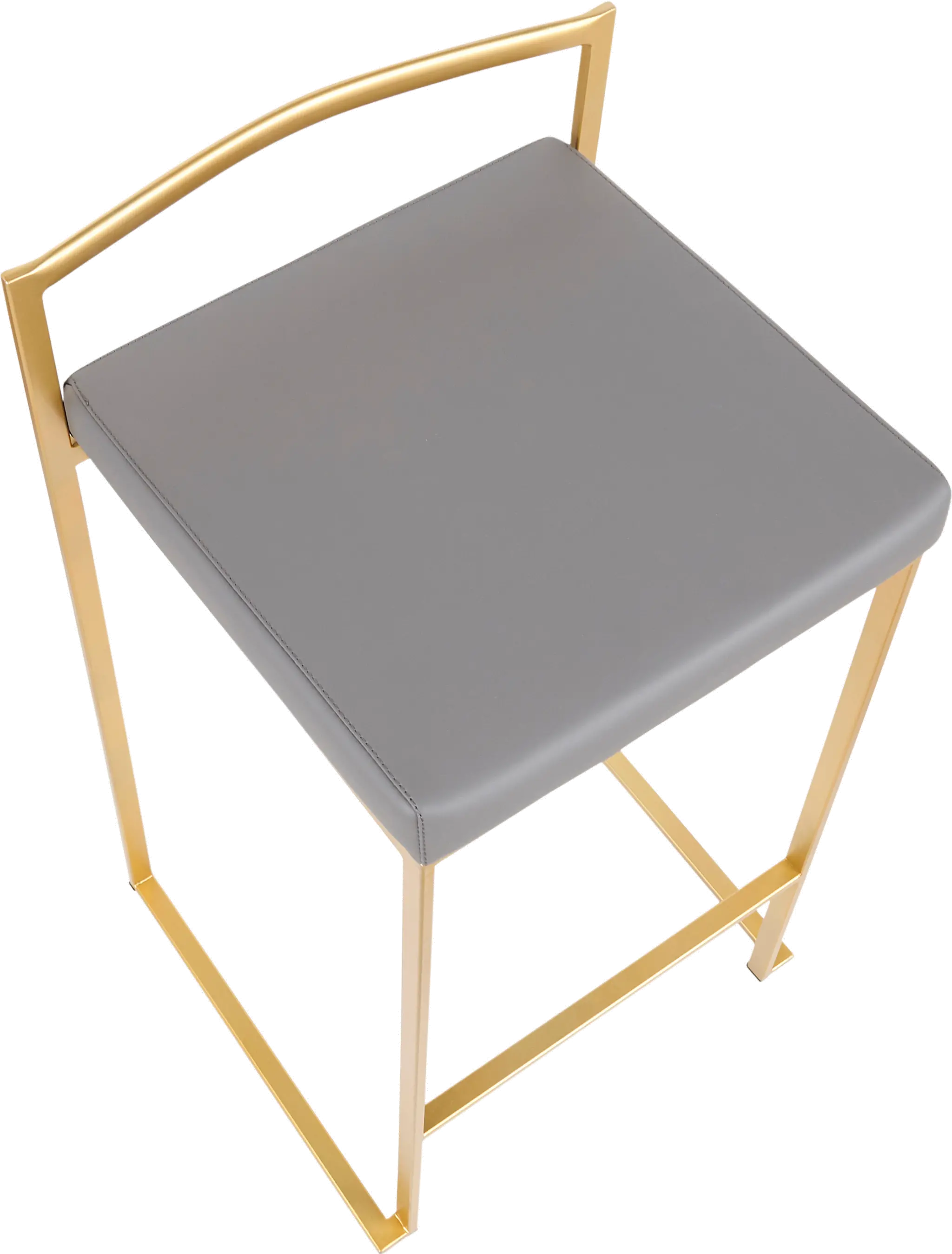B26-FUJI AUGY2 Fuji Low Back Gold & Gray Faux Leather Counter Stools, Set of 2-6