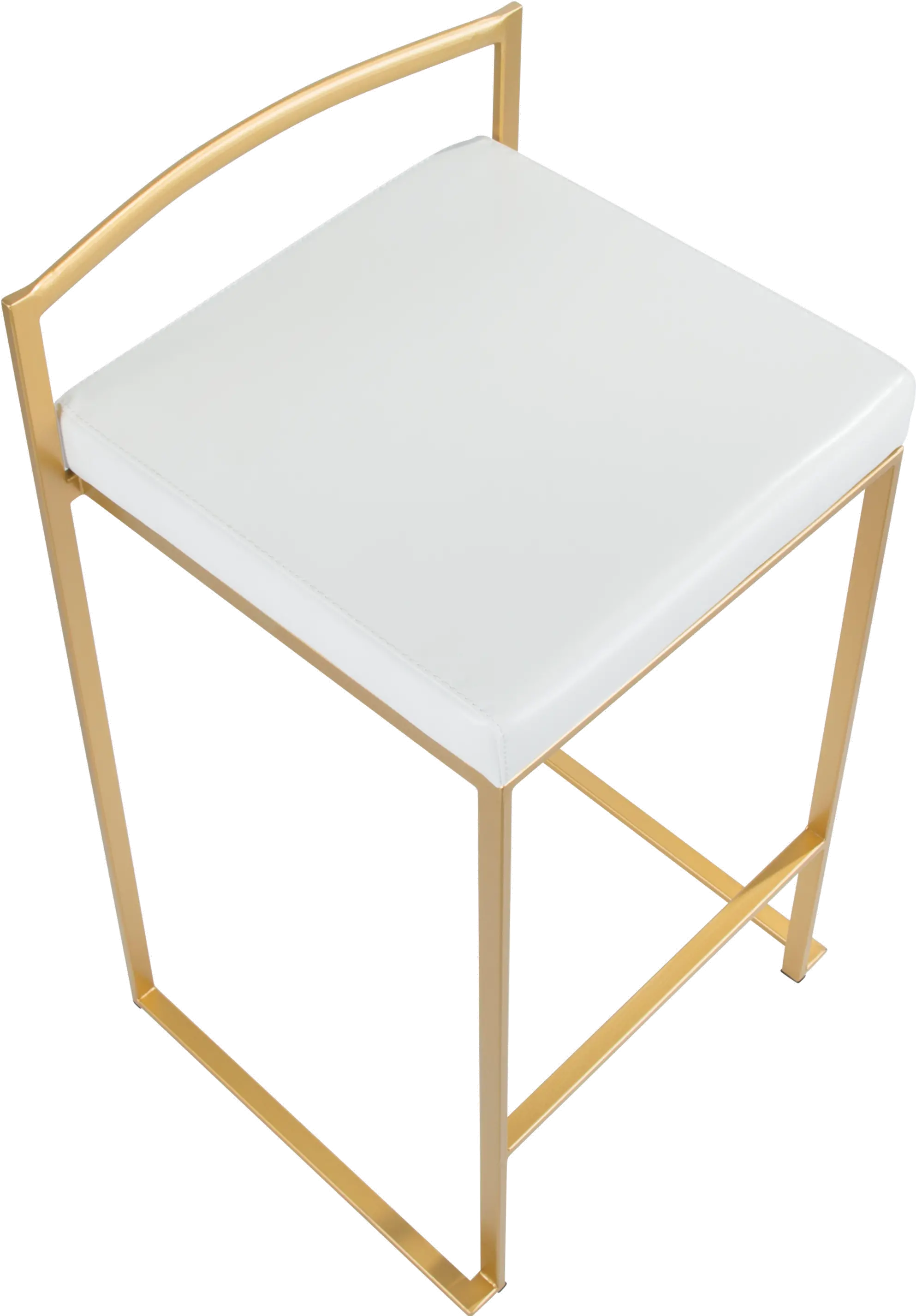 B26-FUJI AU+W2 Fuji Low Back Gold & White Faux Leather Counter Stools, Set of 2-6