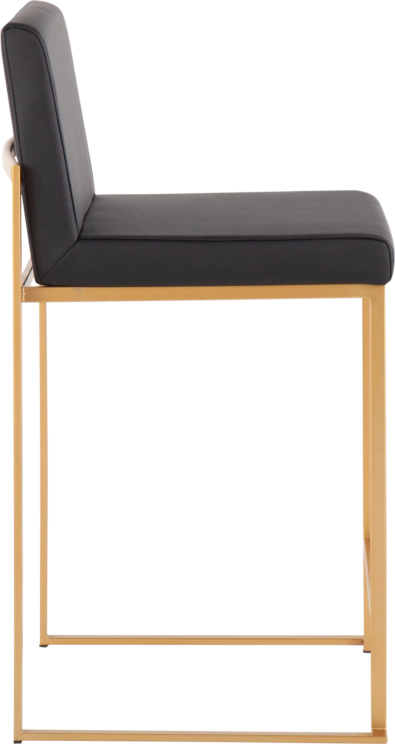 B26-FUJIHB AUBK2 Fuji High Back Gold & Black Faux Leather Counter Stools, Set of 2-4