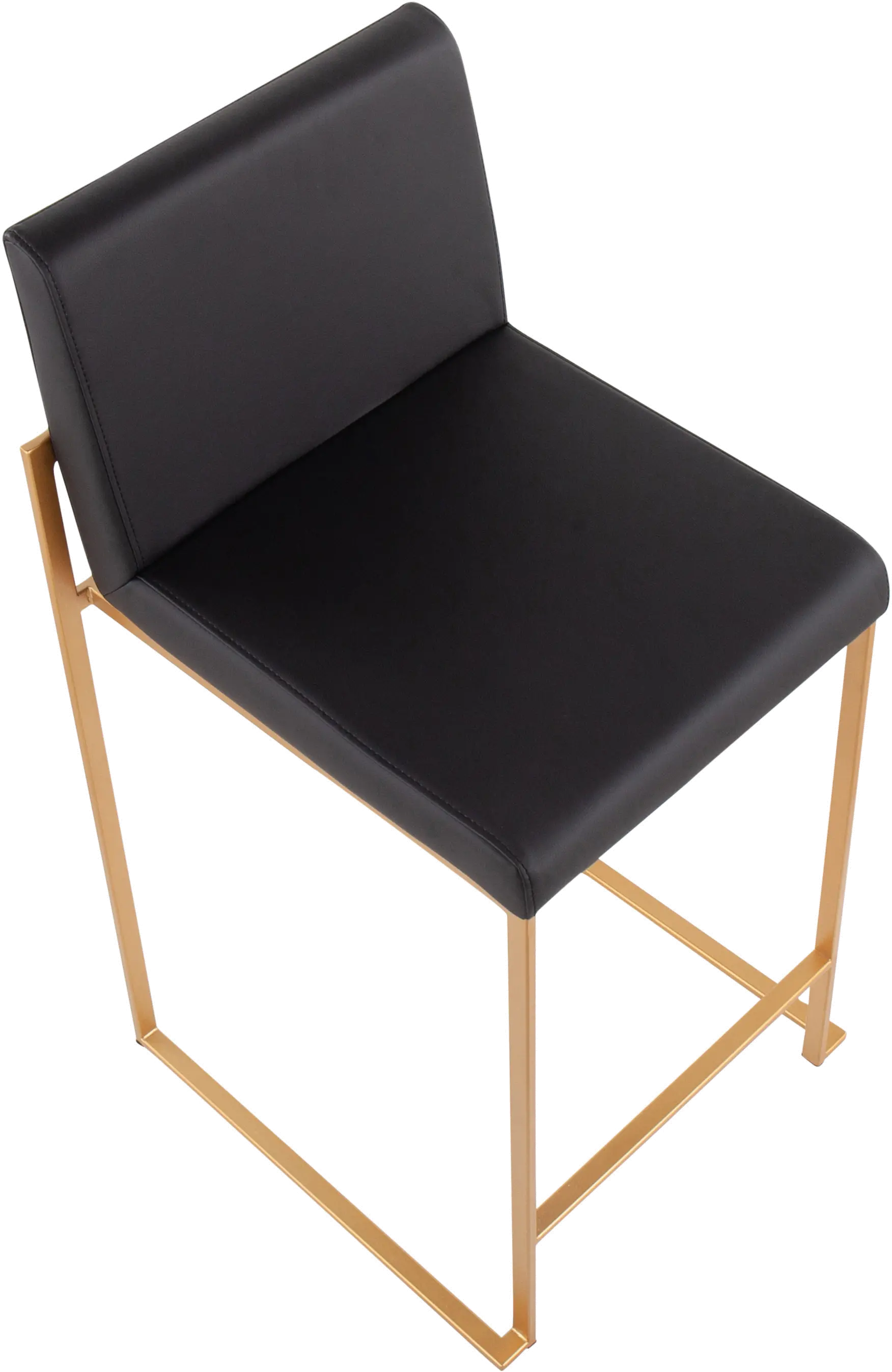 B26-FUJIHB AUBK2 Fuji High Back Gold & Black Faux Leather Counter Stools, Set of 2-6