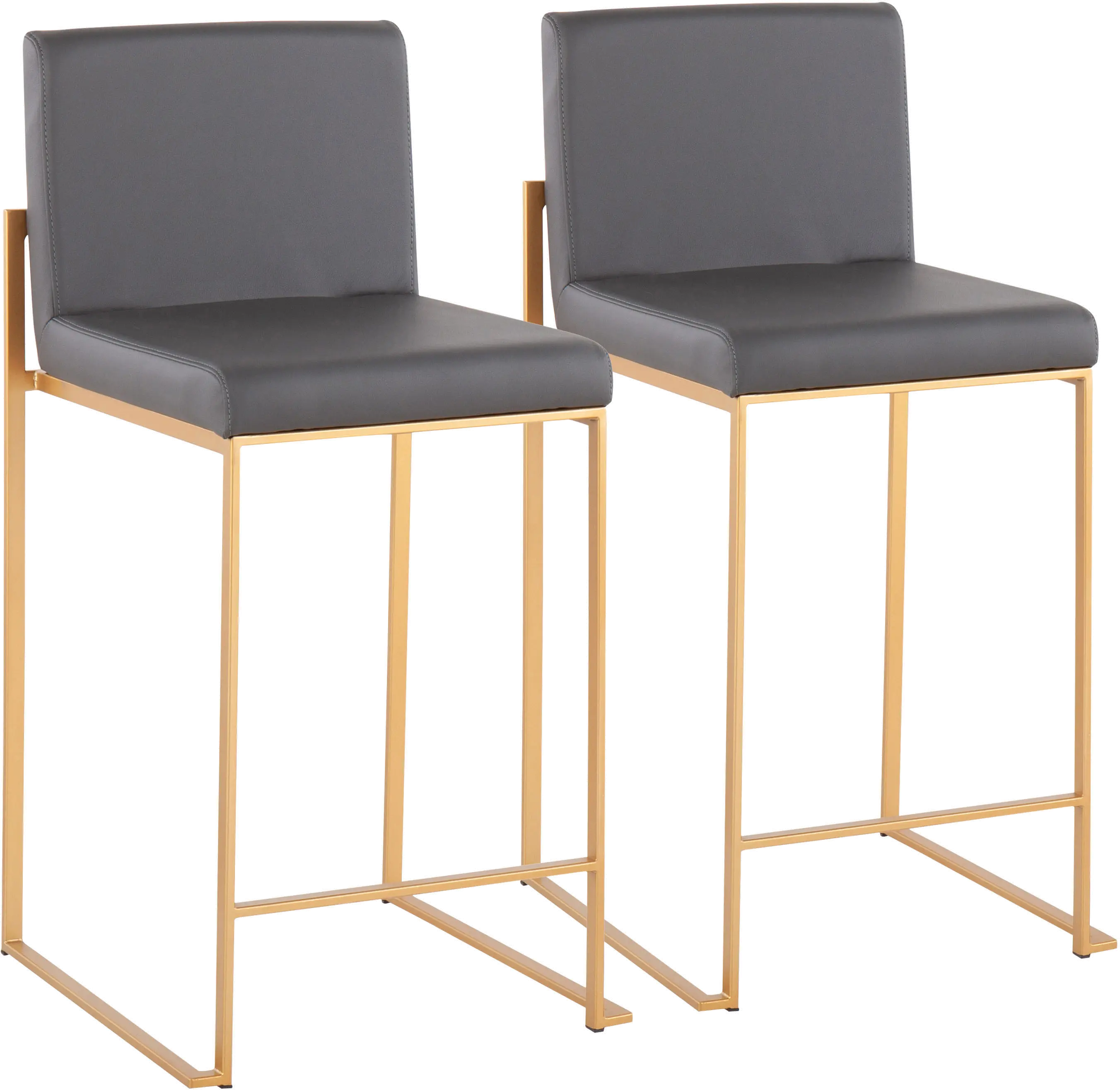 B26-FUJIHB AUGY2 Fuji High Back Gold & Gray Faux Leather Counter Stools, Set of 2-1