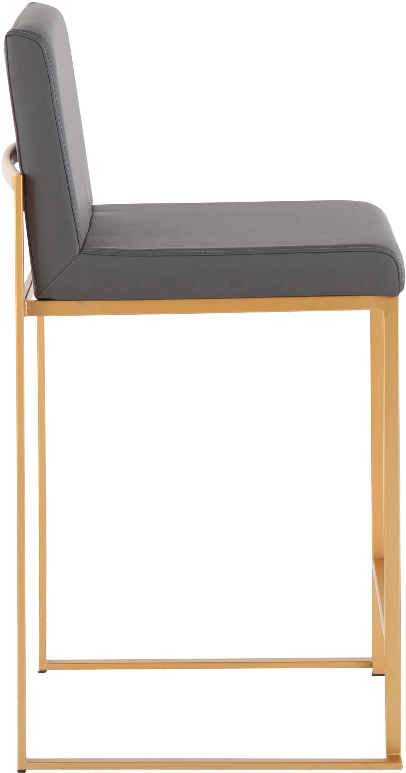 B26-FUJIHB AUGY2 Fuji High Back Gold & Gray Faux Leather Counter Stools, Set of 2-4