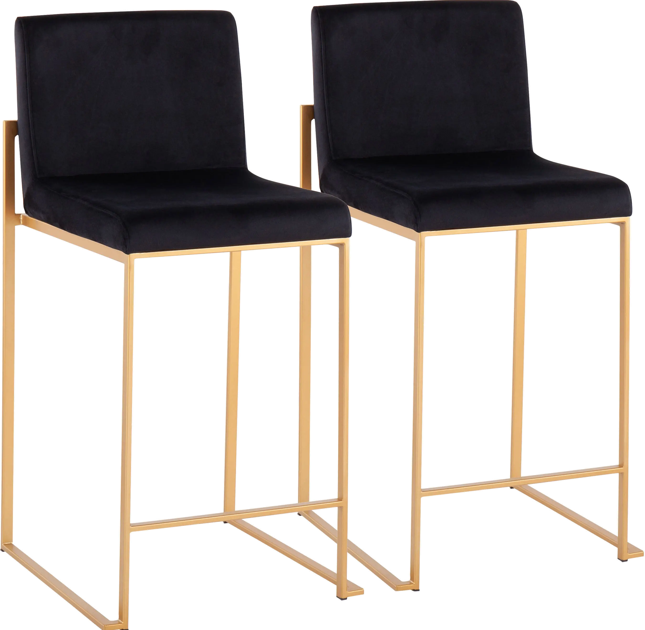 B26-FUJIHB AUVBK2 Fuji High Back Gold & Black Velvet Counter Stools, Set of 2-1