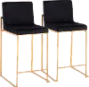 B26-FUJIHB AUVBK2 Fuji High Back Gold & Black Velvet Counter Stools, Set of 2