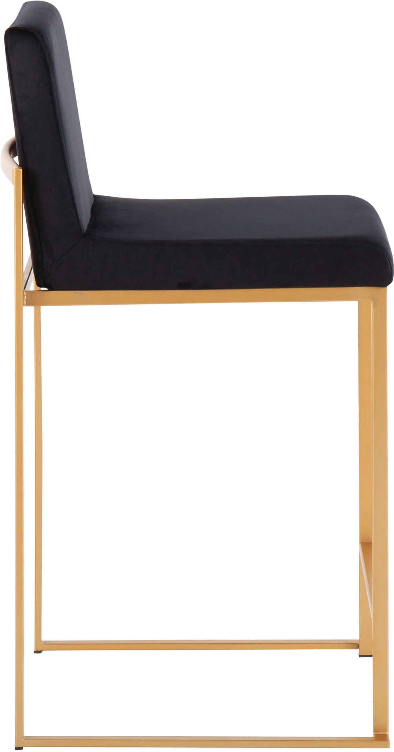 B26-FUJIHB AUVBK2 Fuji High Back Gold & Black Velvet Counter Stools, Set of 2-4