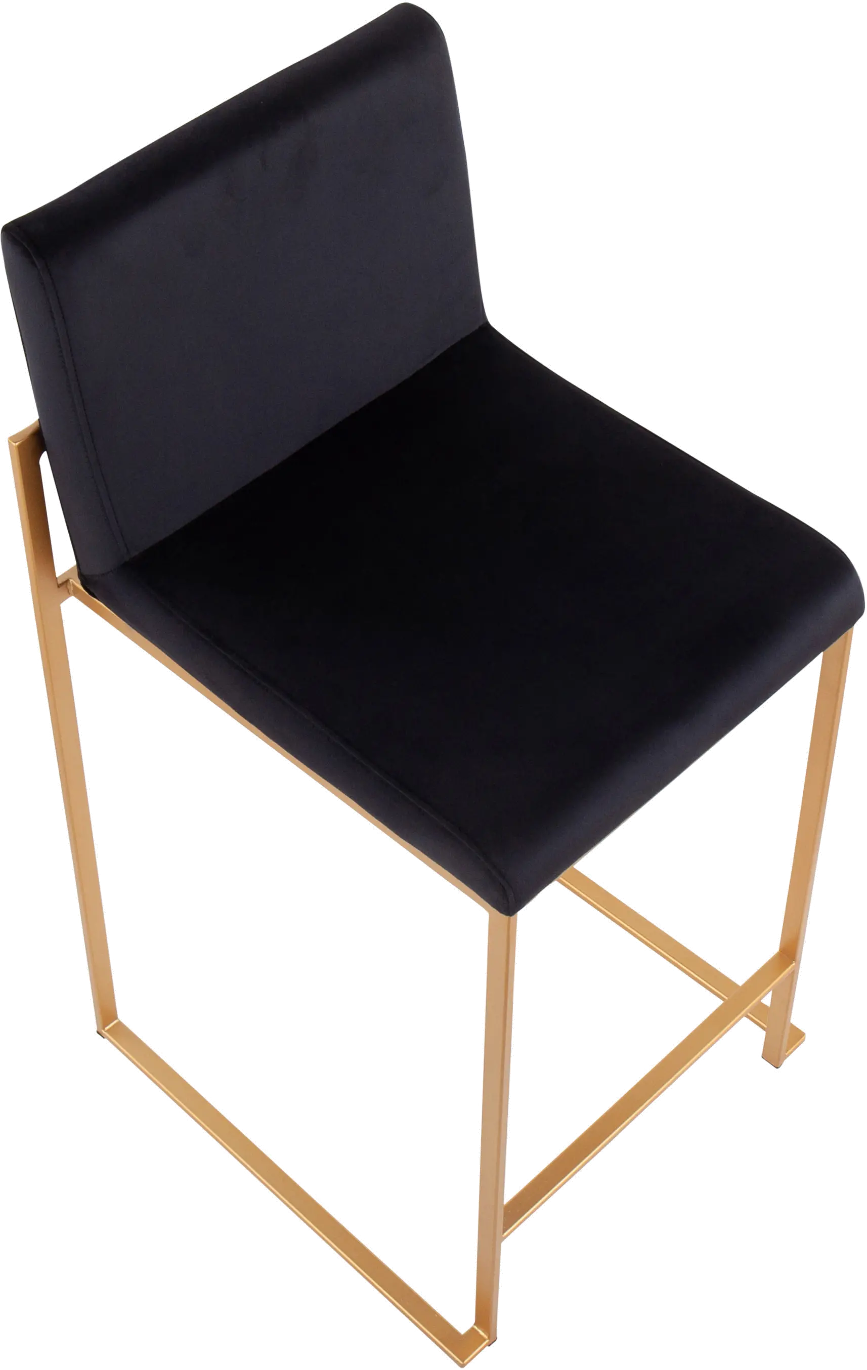 B26-FUJIHB AUVBK2 Fuji High Back Gold & Black Velvet Counter Stools, Set of 2-6