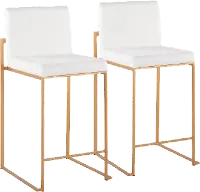 B26-FUJIHB AUVW2 Fuji High Back Gold & White Velvet Counter Stools, Set of 2
