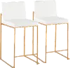 B26-FUJIHB AUW2 Fuji High Back Gold & White Faux Leather Counter Stools, Set of 2