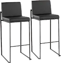 B30-FUJIHB BKBK2 Fuji Black Bar Stool, Set of 2