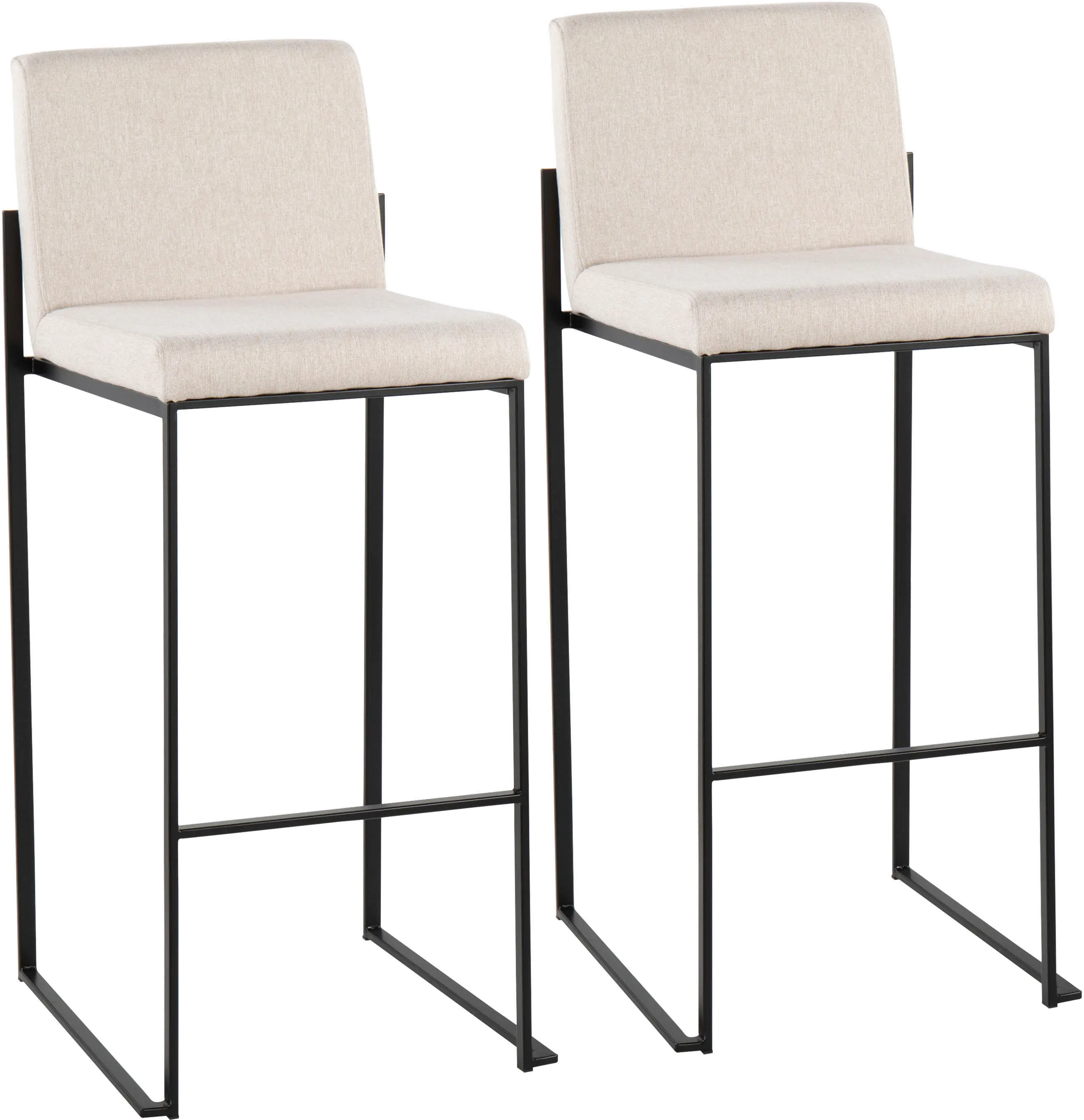 B30-FUJIHB BKFBG2 Fuji Black and Beige Bar Stool, Set of 2-1