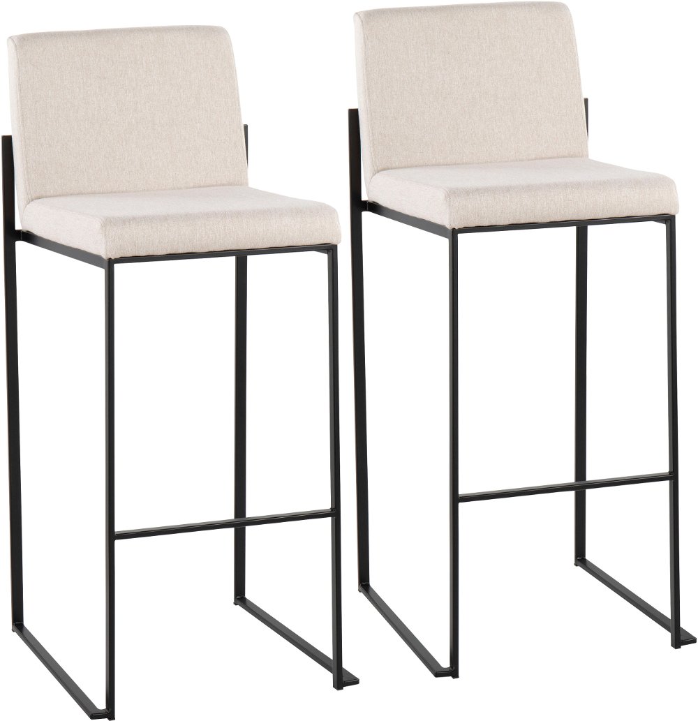 Fuji Black and Beige Bar Stool Set of 2