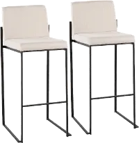 B30-FUJIHB BKFBG2 Fuji Black and Beige Bar Stool, Set of 2