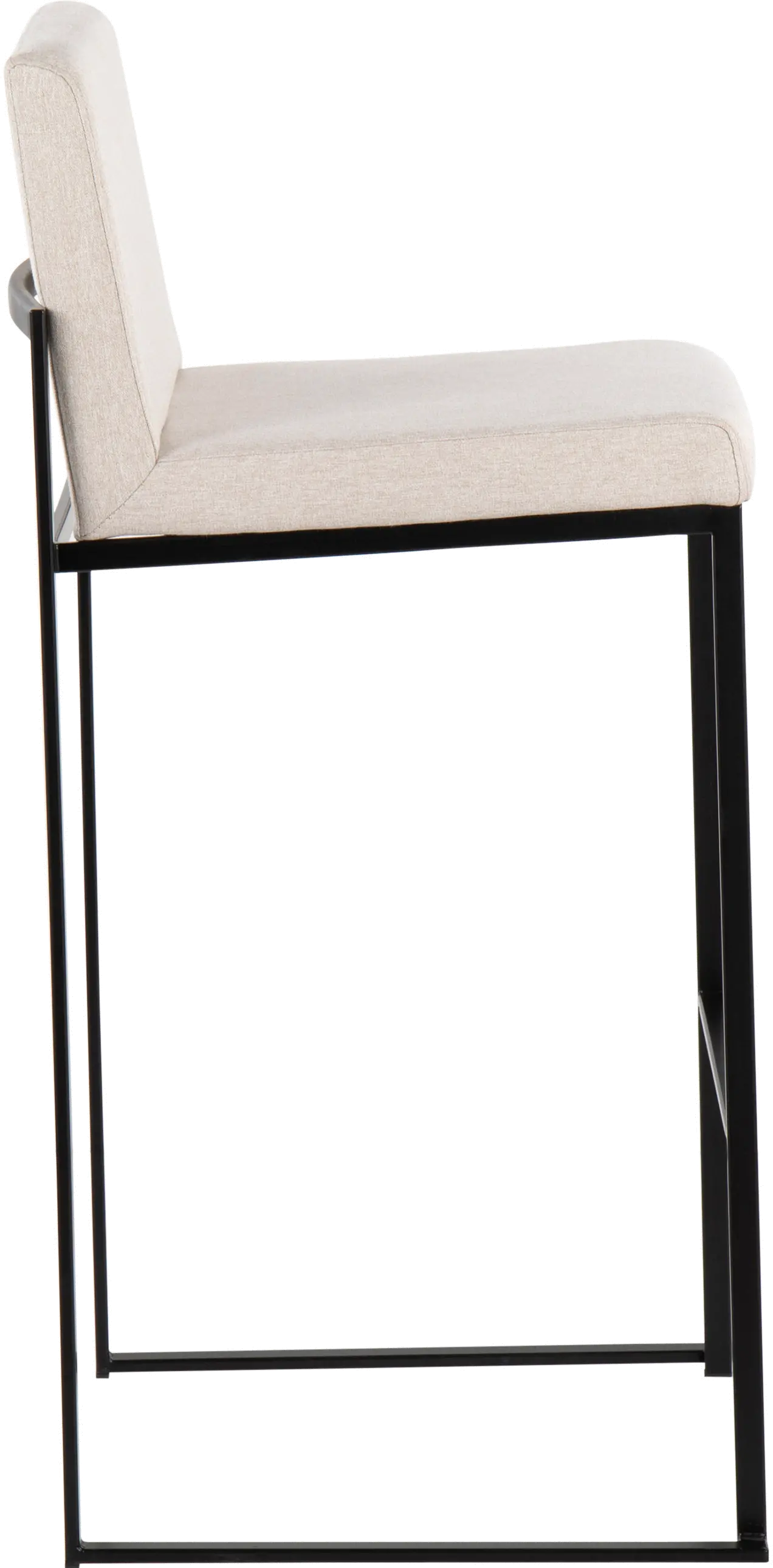 B30-FUJIHB BKFBG2 Fuji Black and Beige Bar Stool, Set of 2-4