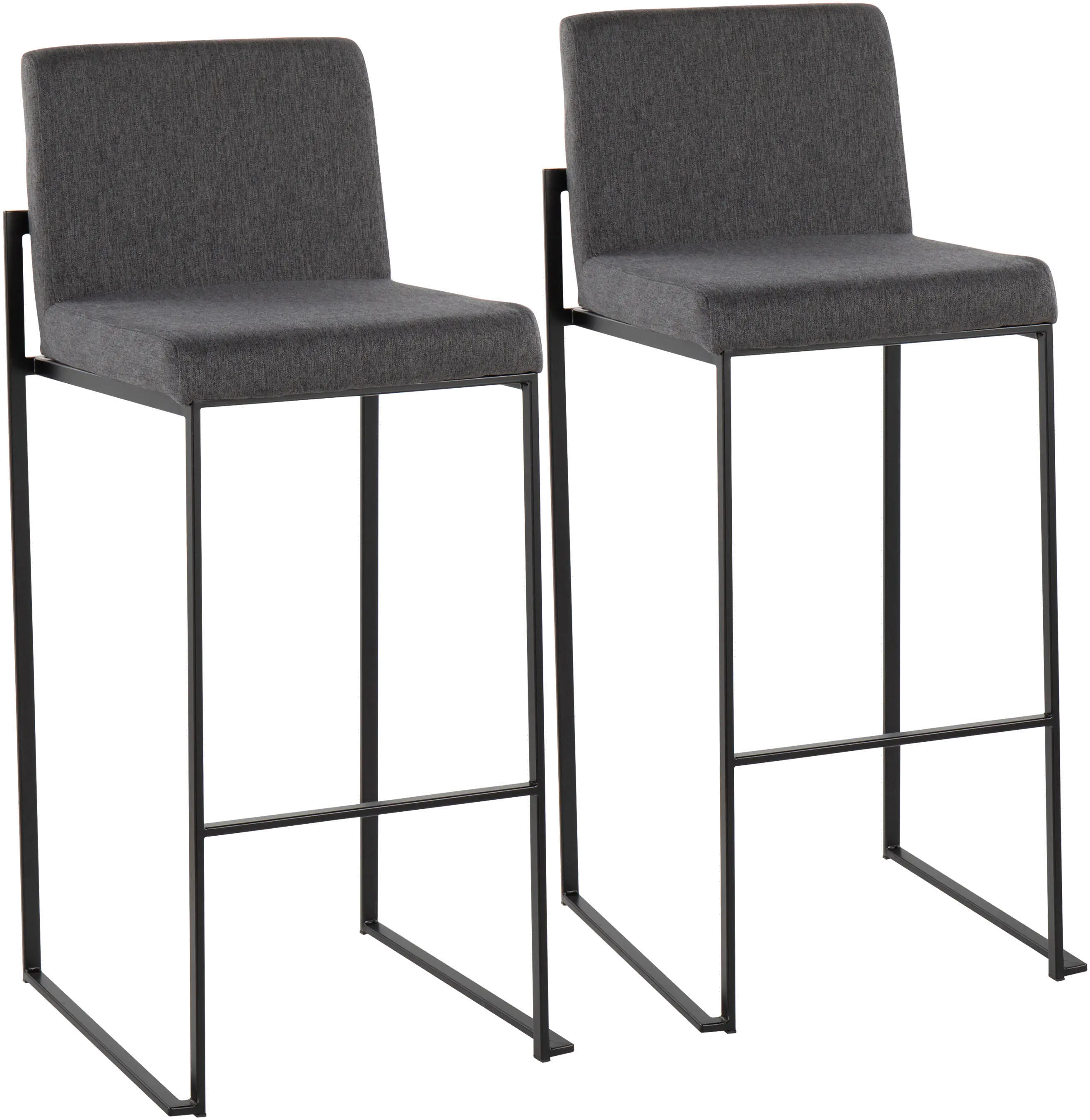 B30-FUJIHB BKFCHAR2 Fuji Black and Charcoal Bar Stool, Set of 2-1