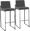 B30-FUJIHB BKFCHAR2 Fuji Black and Charcoal Bar Stool, Set of 2