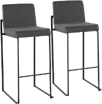B30-FUJIHB BKFCHAR2 Fuji Black and Charcoal Bar Stool, Set of 2